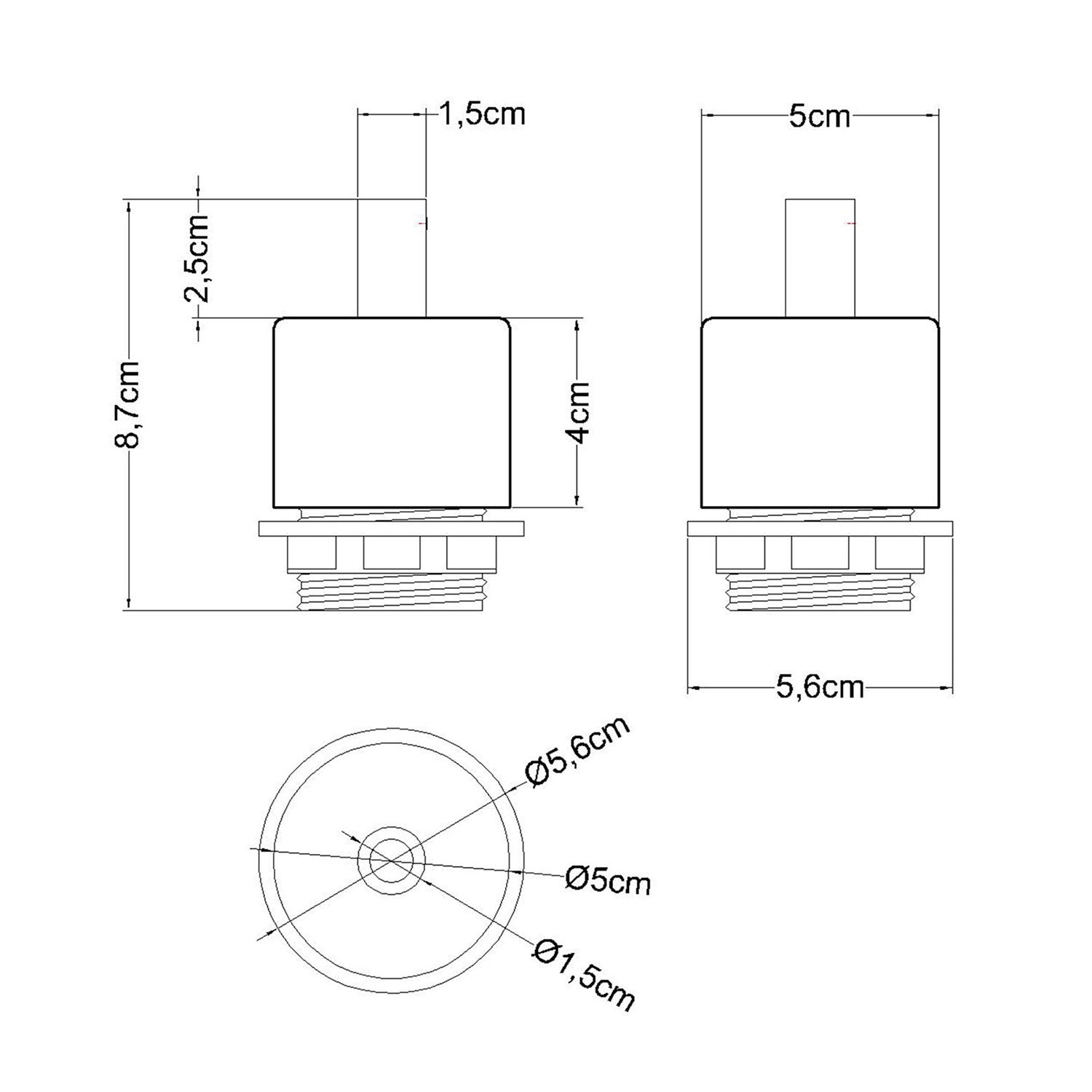 Kit portalampada E27 filettato cilindrico in legno con serracavo per paralume - Neutro