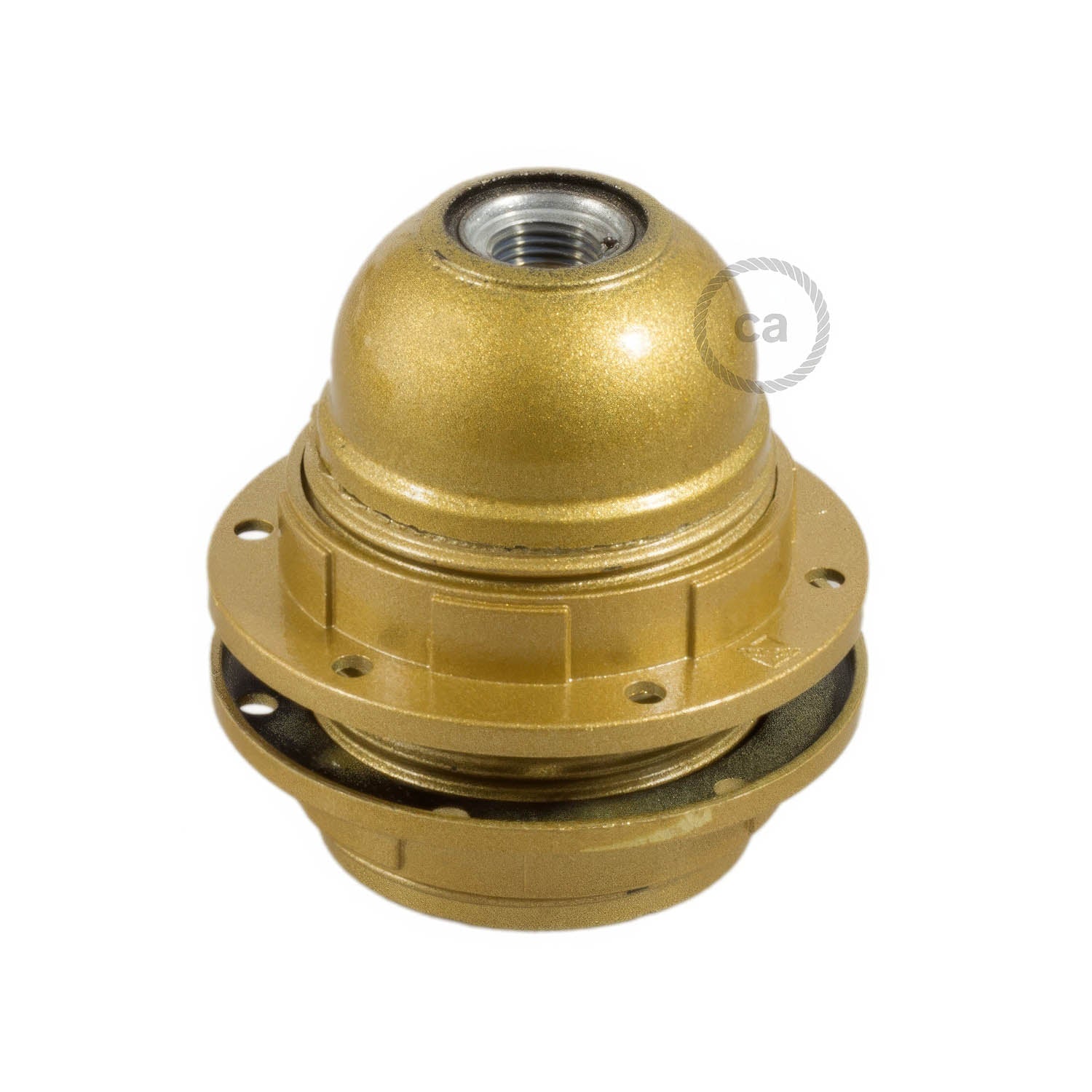 Kit portalampada E27 in bakelite con doppia ghiera per paralume - Oro - Creative Cables