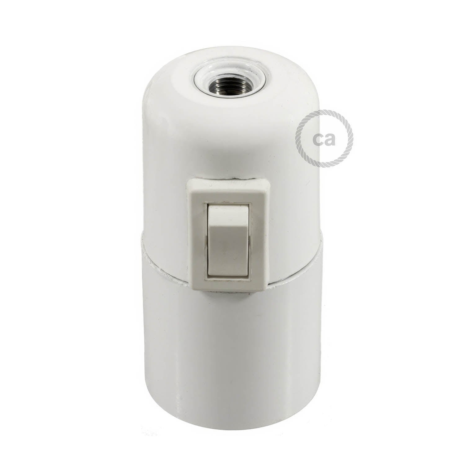 Kit portalampada E27 in bakelite con interruttore - Bianco - Creative Cables