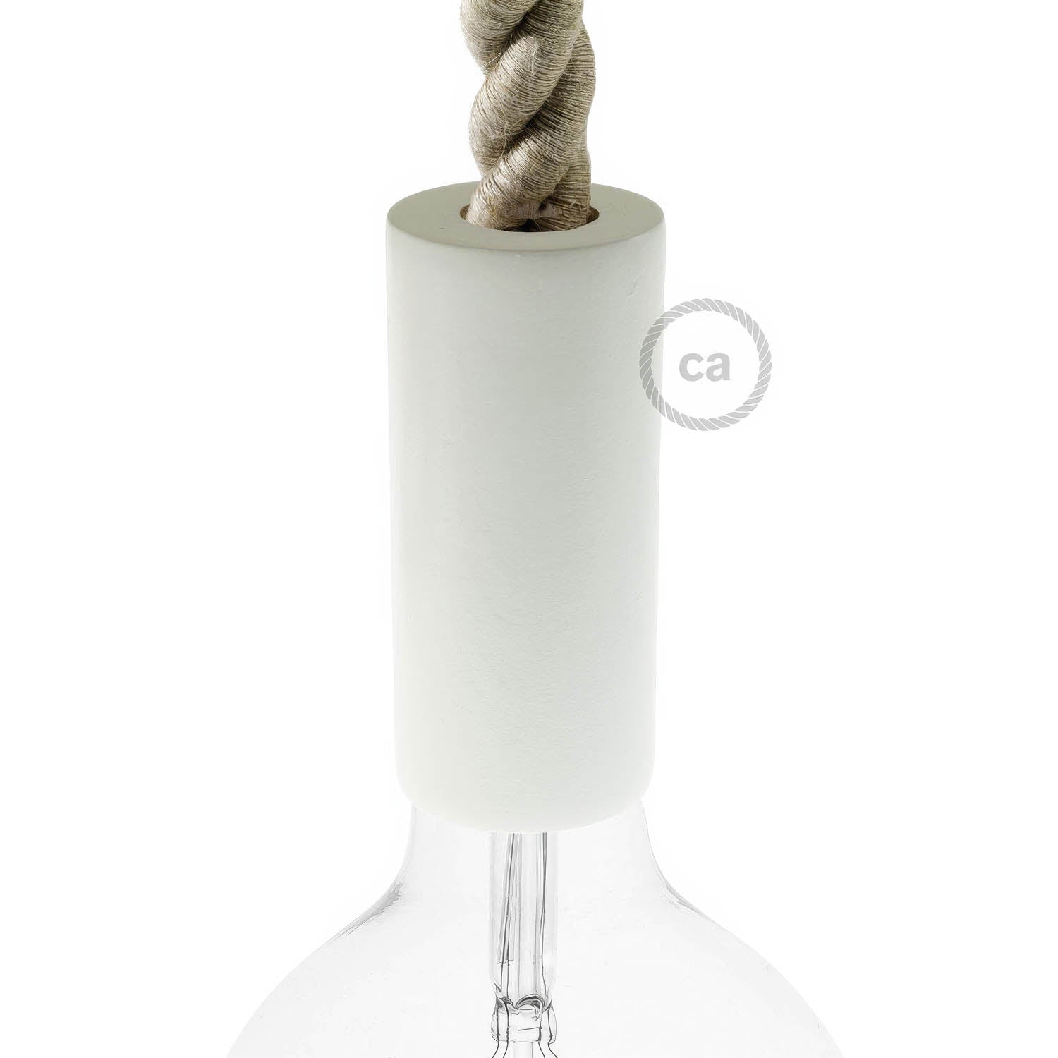 Kit portalampada E27 in legno per cordone 2XL - Bianco - Creative Cables