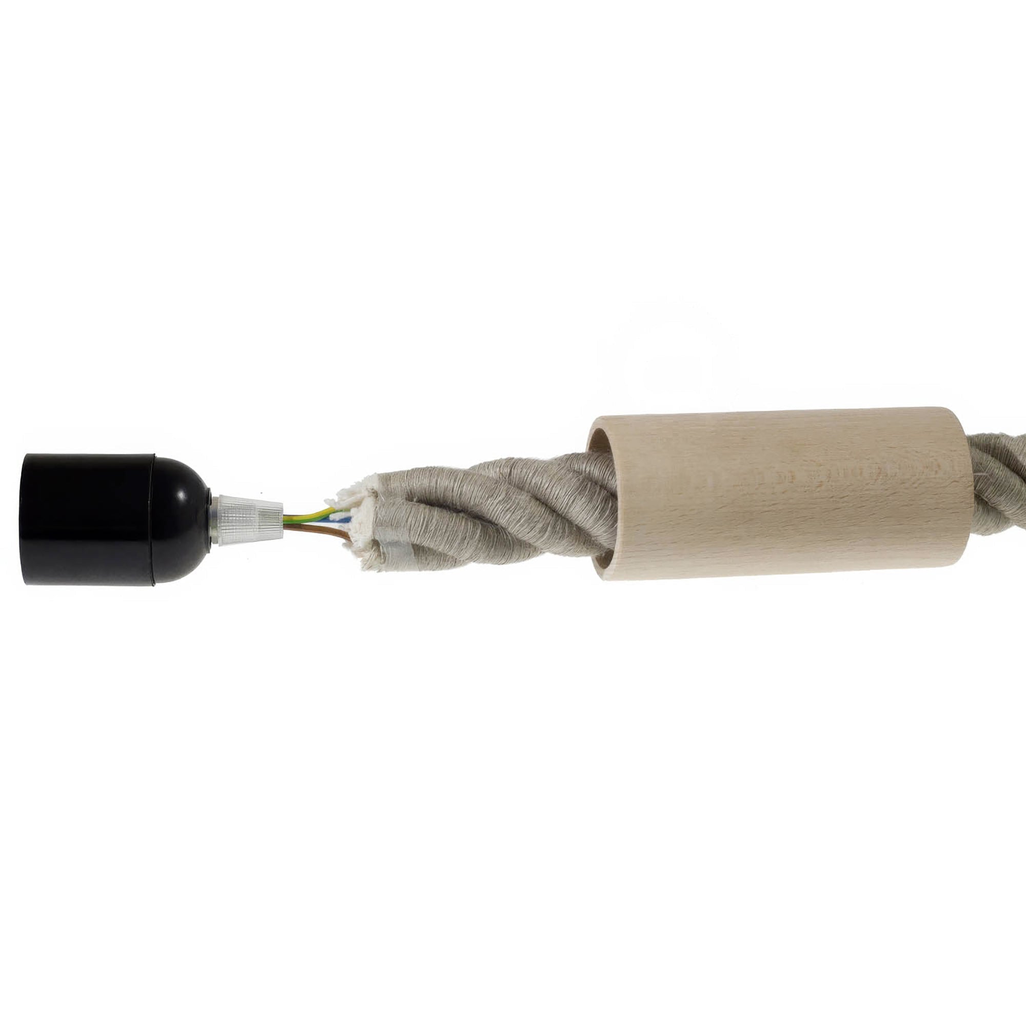 Kit portalampada E27 in legno per cordone 3XL - Neutro - Creative Cables