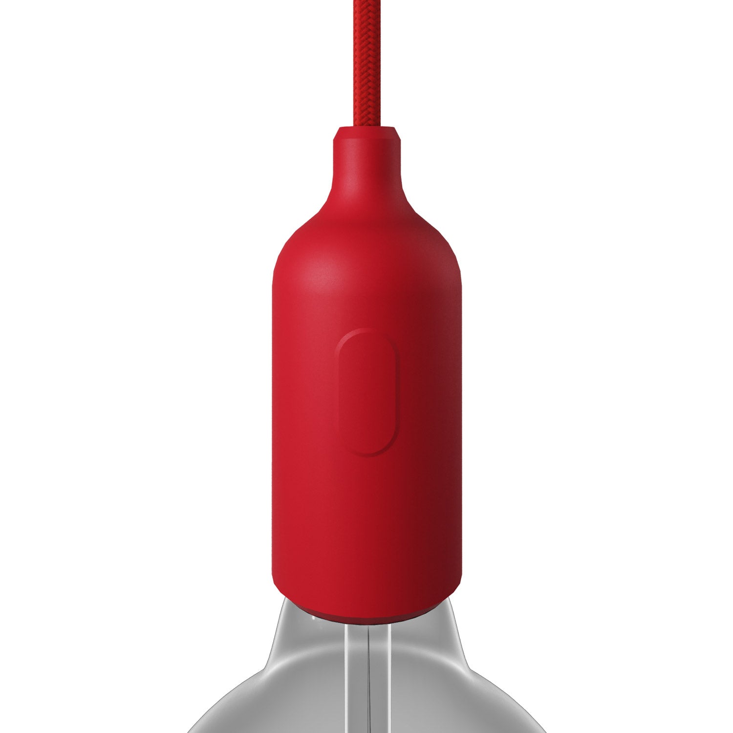 Kit portalampada E27 in silicone con interruttore e serracavo nascosti - Rosso - Creative Cables