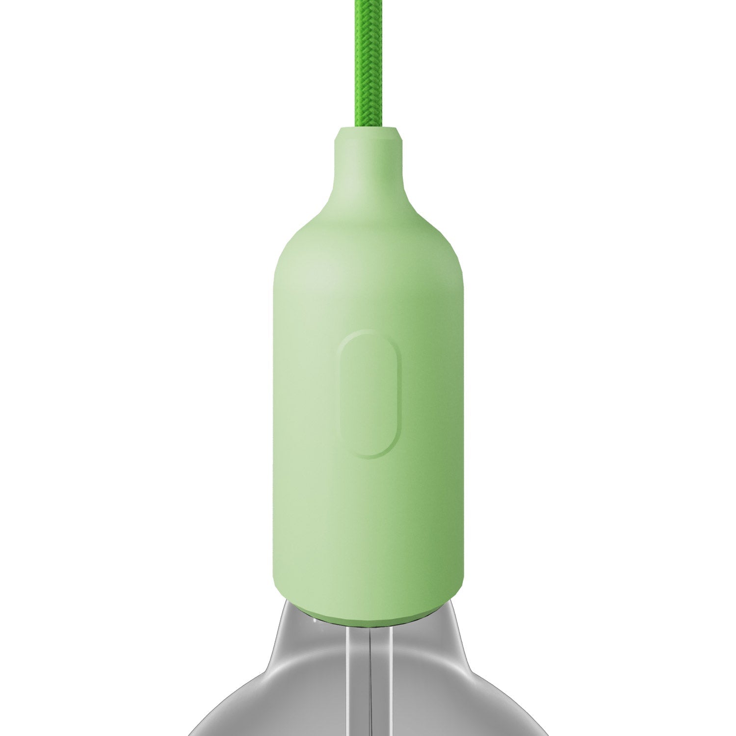 Kit portalampada E27 in silicone con interruttore e serracavo nascosti - Verde prato - Creative Cables