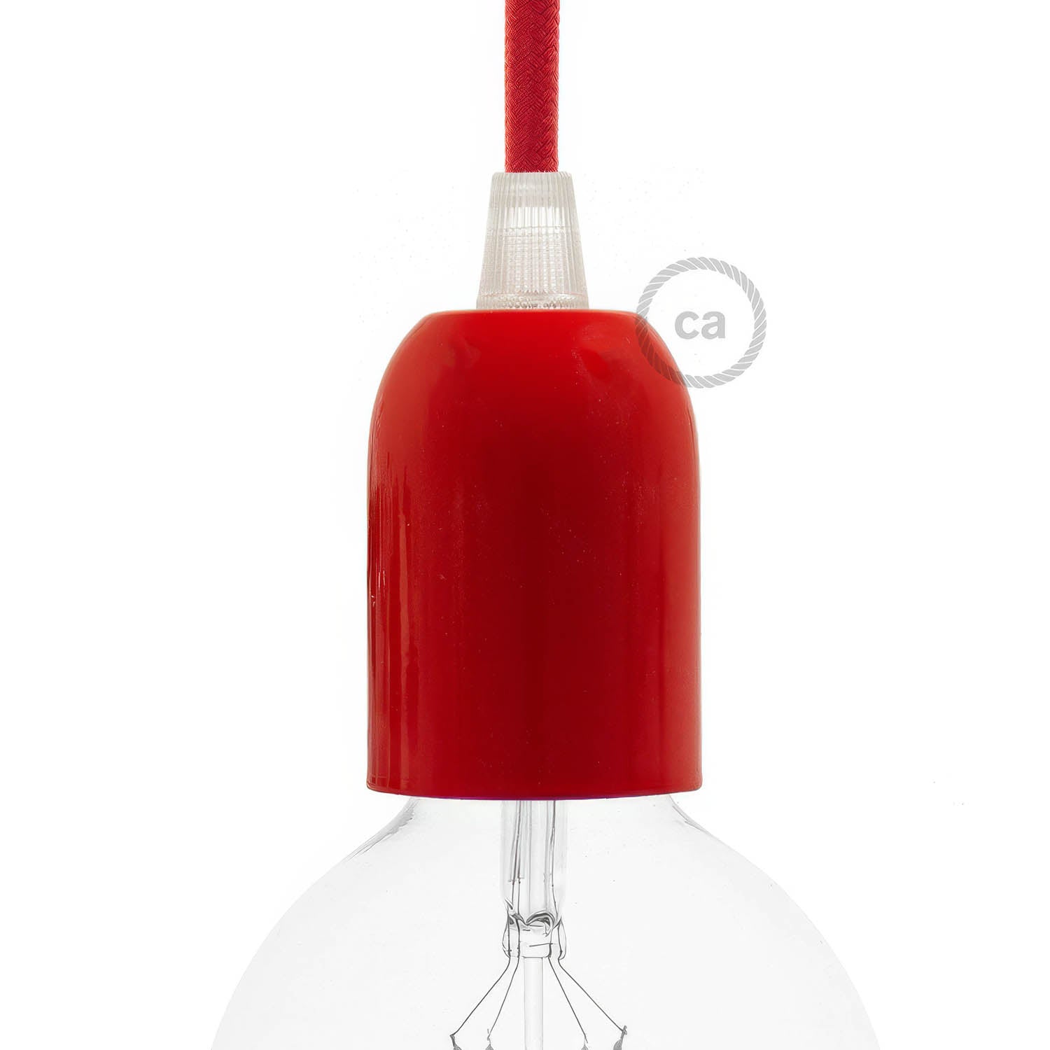 Kit portalampada E27 semisferico in metallo - Rosso - Creative Cables