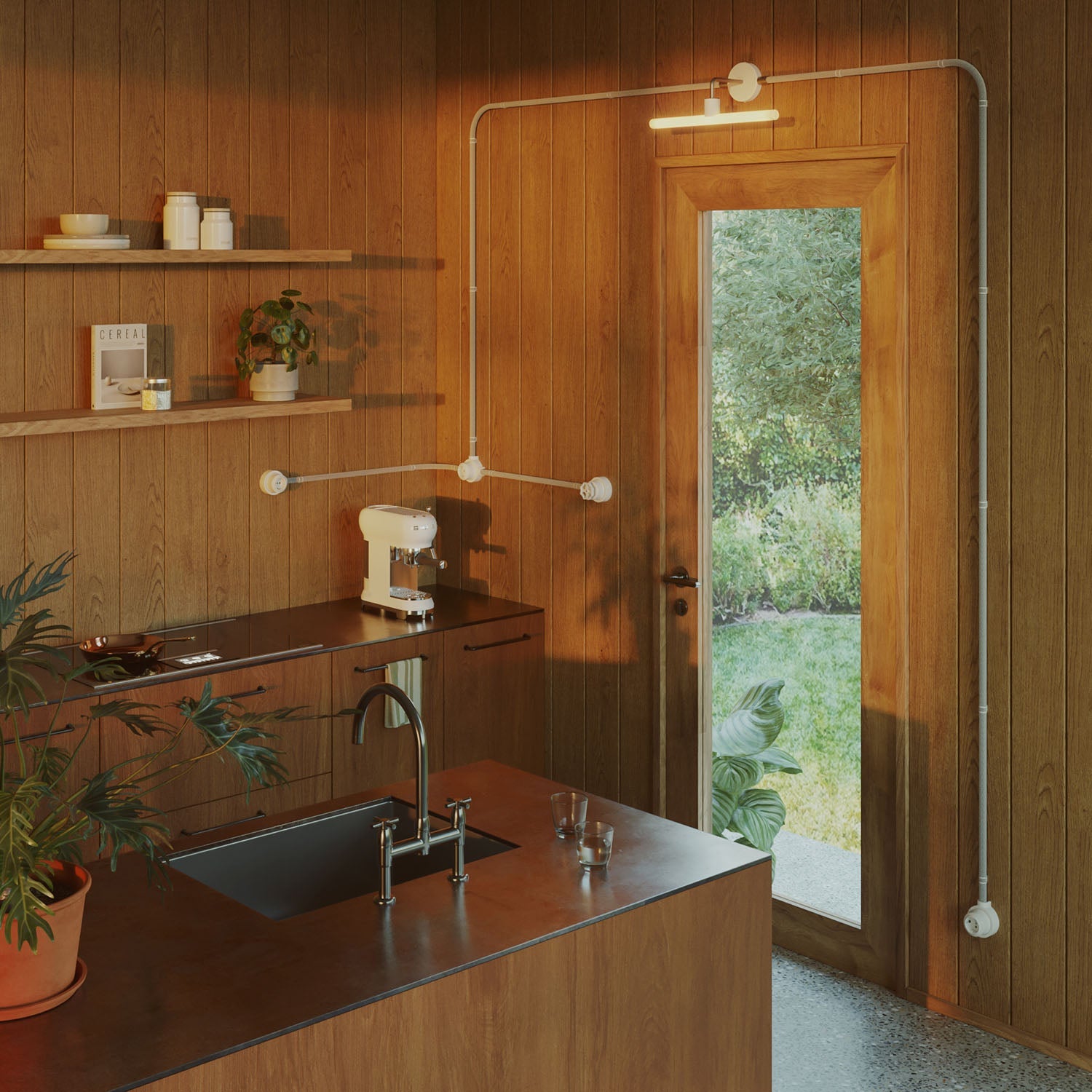 Kit presa a muro di tipo francese e base per Creative - Tubes in porcellana - Bianco - Creative Cables