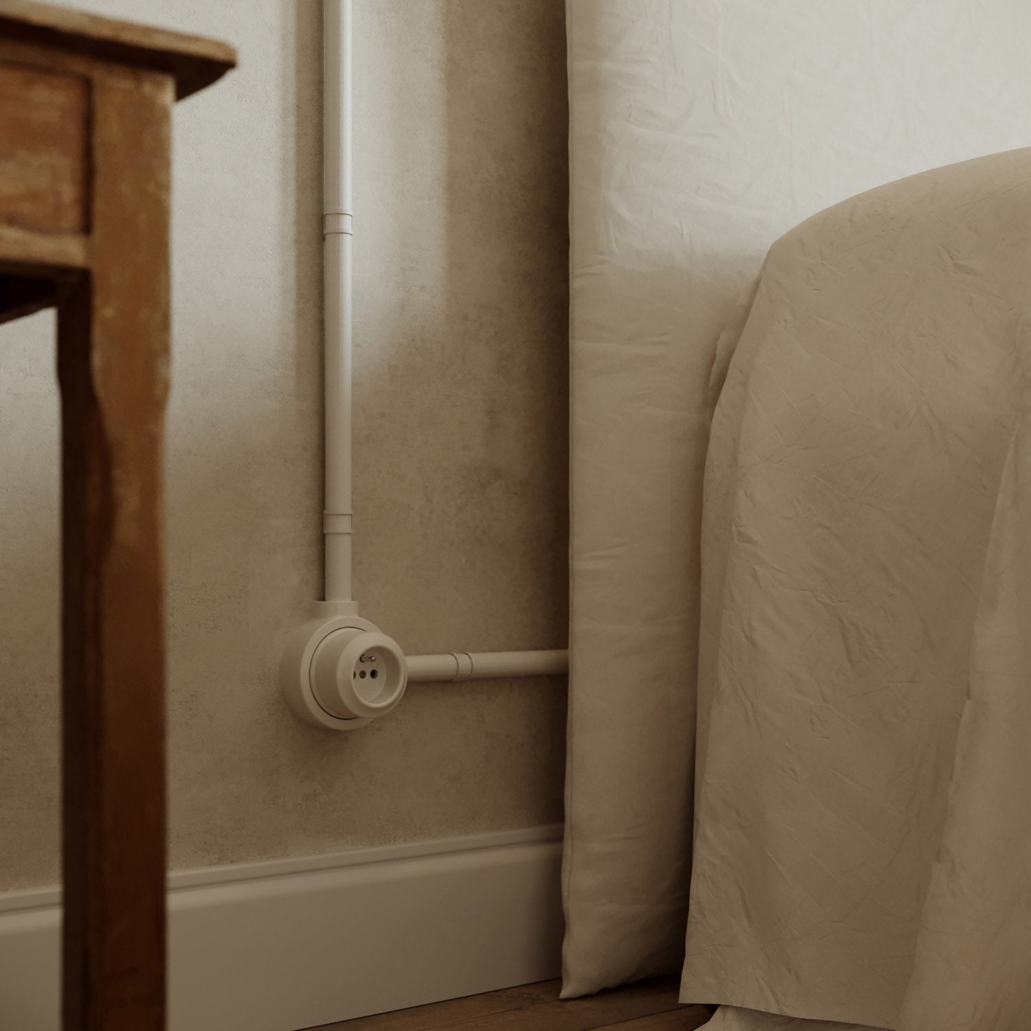 Kit presa a muro di tipo francese e base per Creative - Tubes in porcellana - Bianco - Creative Cables