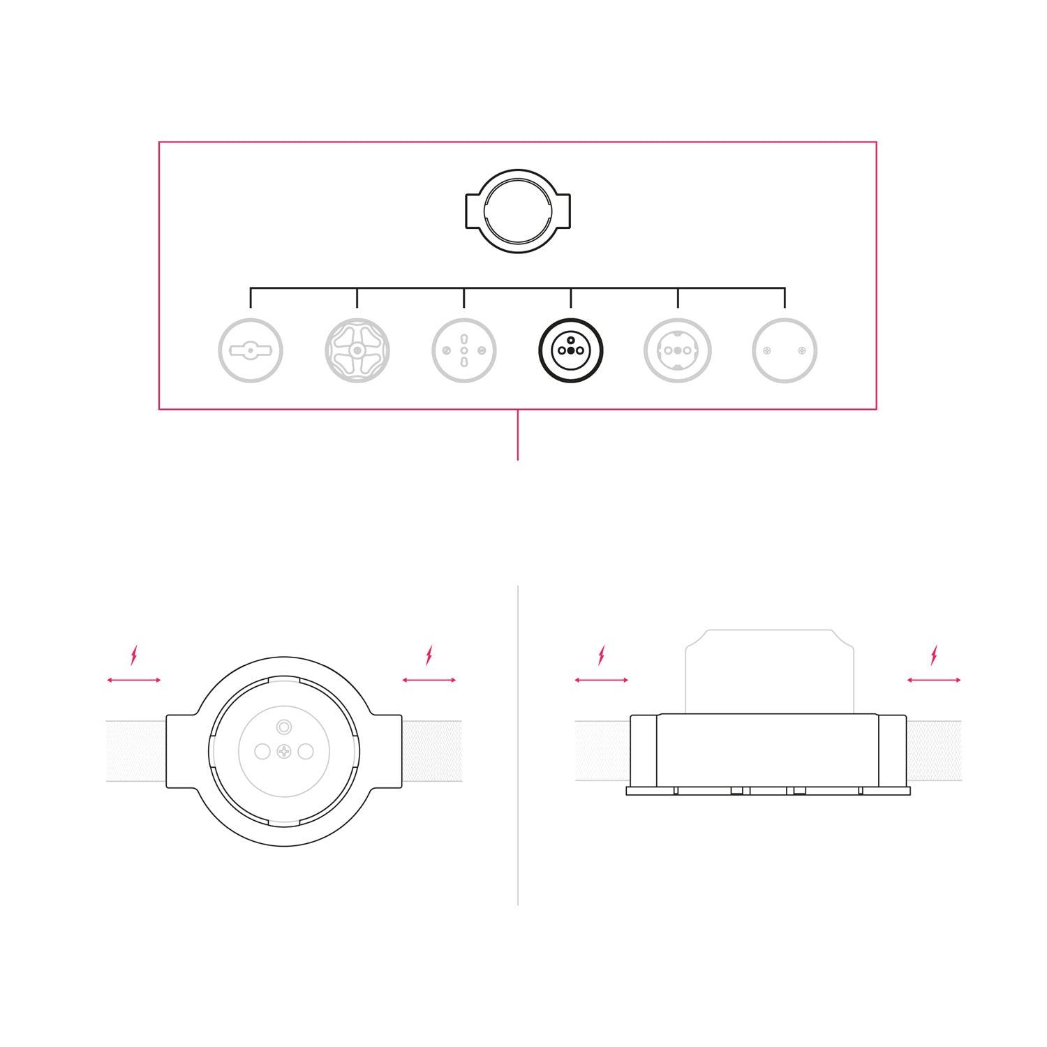 Kit presa a muro di tipo francese e base per Creative - Tubes in porcellana - Bianco - Creative Cables