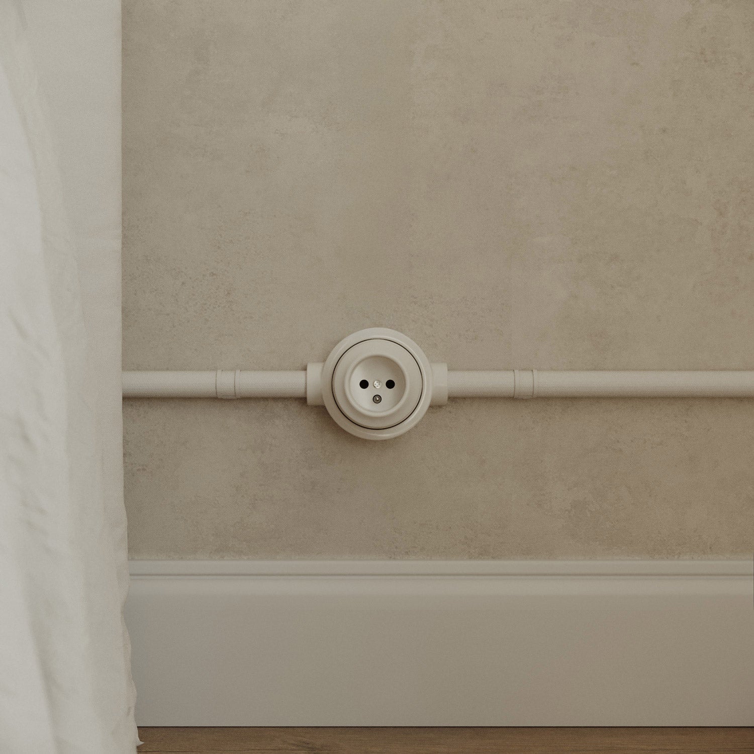 Kit presa a muro di tipo francese e base per Creative - Tubes in porcellana - Bianco - Creative Cables