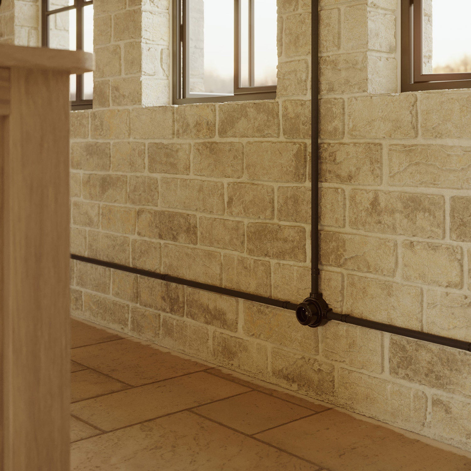 Kit presa a muro di tipo francese e base per Creative - Tubes in porcellana - Nero - Creative Cables