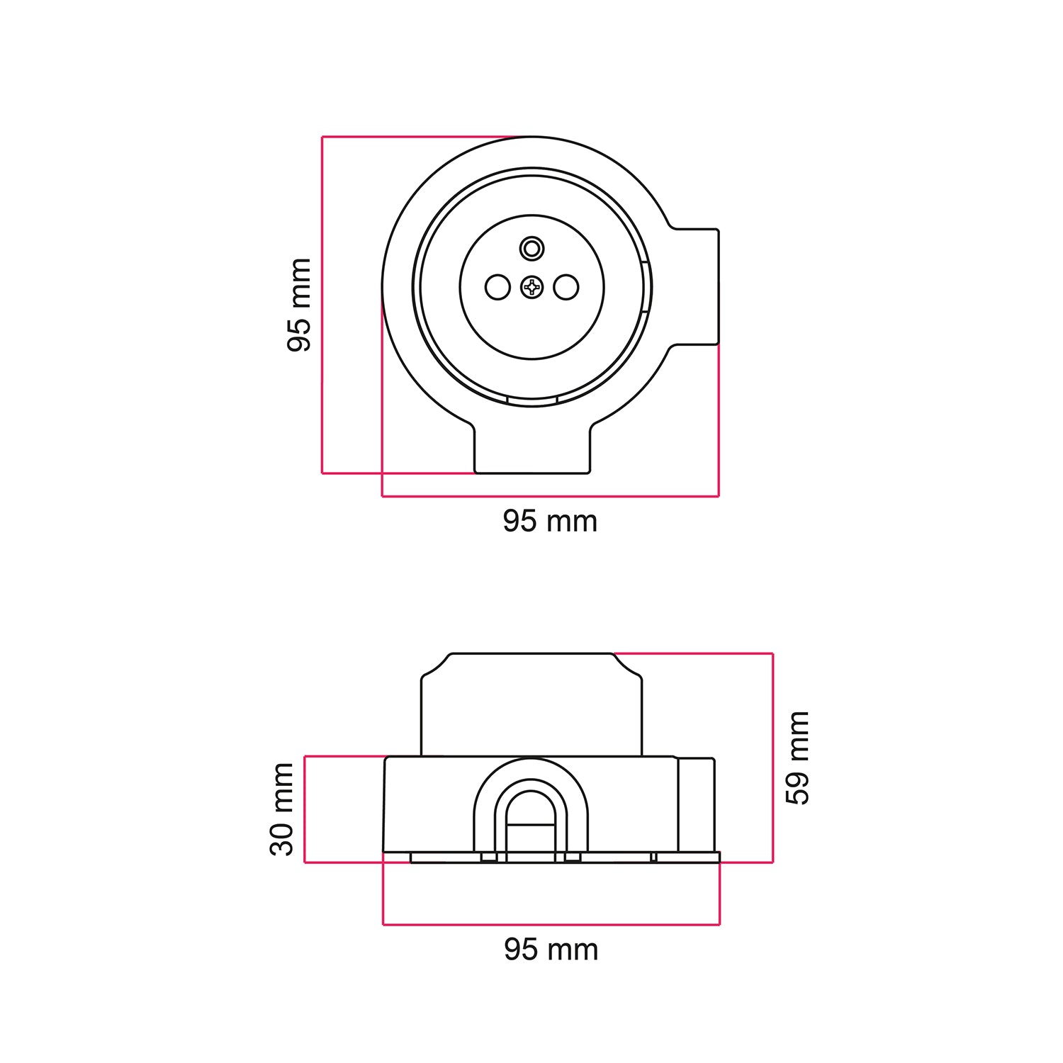 Kit presa a muro di tipo francese e base per Creative - Tubes in porcellana - Nero - Creative Cables
