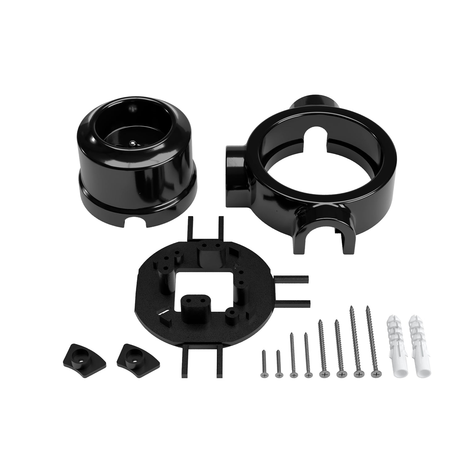 Kit presa a muro di tipo francese e base per Creative - Tubes in porcellana - Nero - Creative Cables