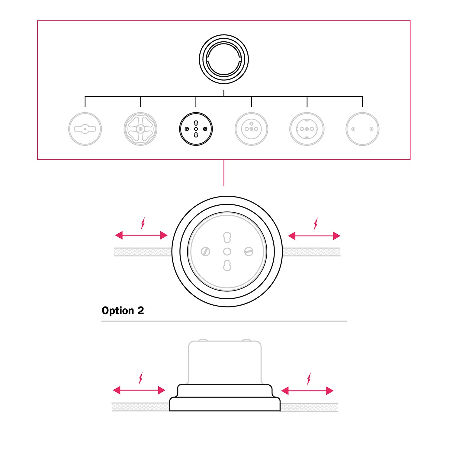 Kit presa bipasso italiana 10/16A da parete e base in porcellana - Nero - Creative Cables