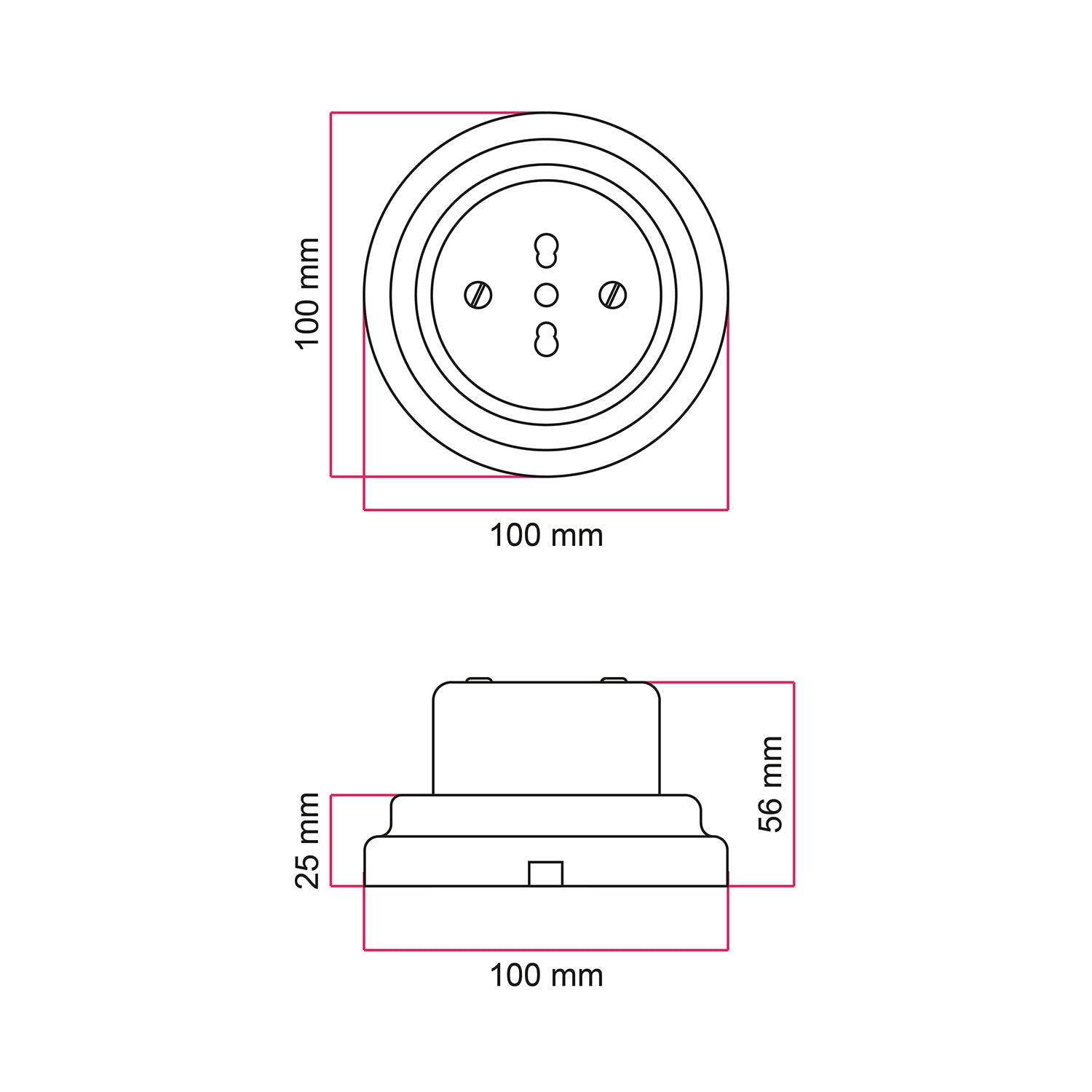 Kit presa bipasso italiana 10/16A da parete e base in porcellana - Nero - Creative Cables