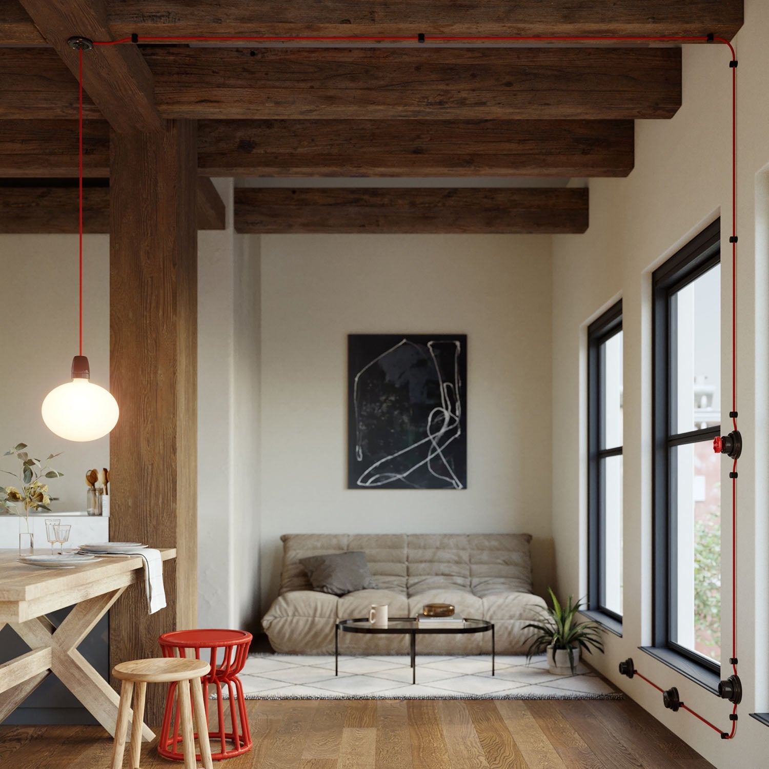 Kit presa bipasso italiana 10/16A da parete e base in porcellana - Nero - Creative Cables