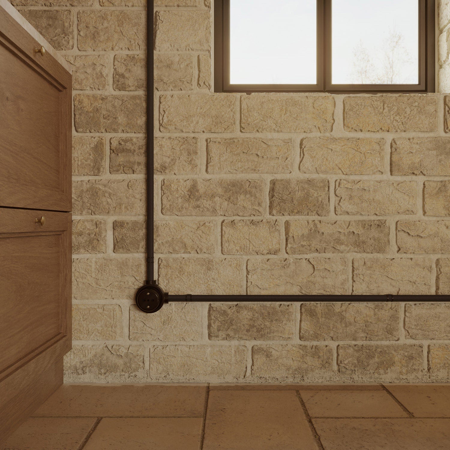 Kit presa bipasso italiana 10/16A da parete e base per Creative - Tubes in porcellana - Nero - Creative Cables