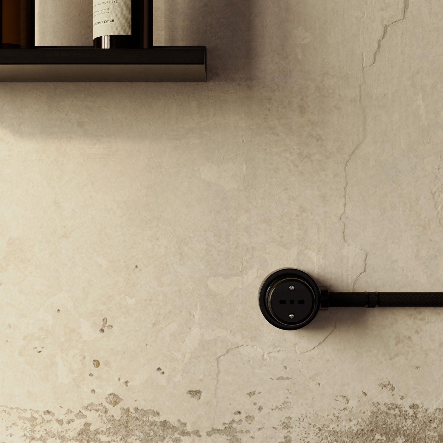 Kit presa bipasso italiana 10/16A da parete e base per Creative - Tubes in porcellana - Nero - Creative Cables