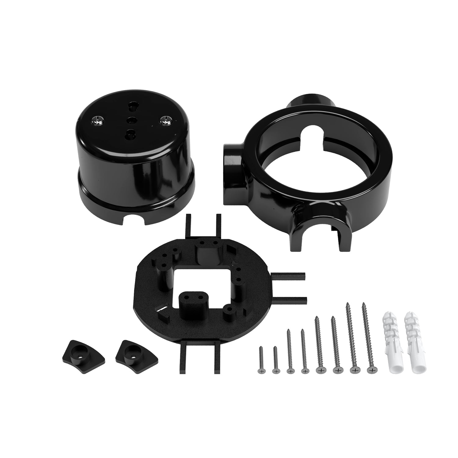 Kit presa bipasso italiana 10/16A da parete e base per Creative - Tubes in porcellana - Nero - Creative Cables