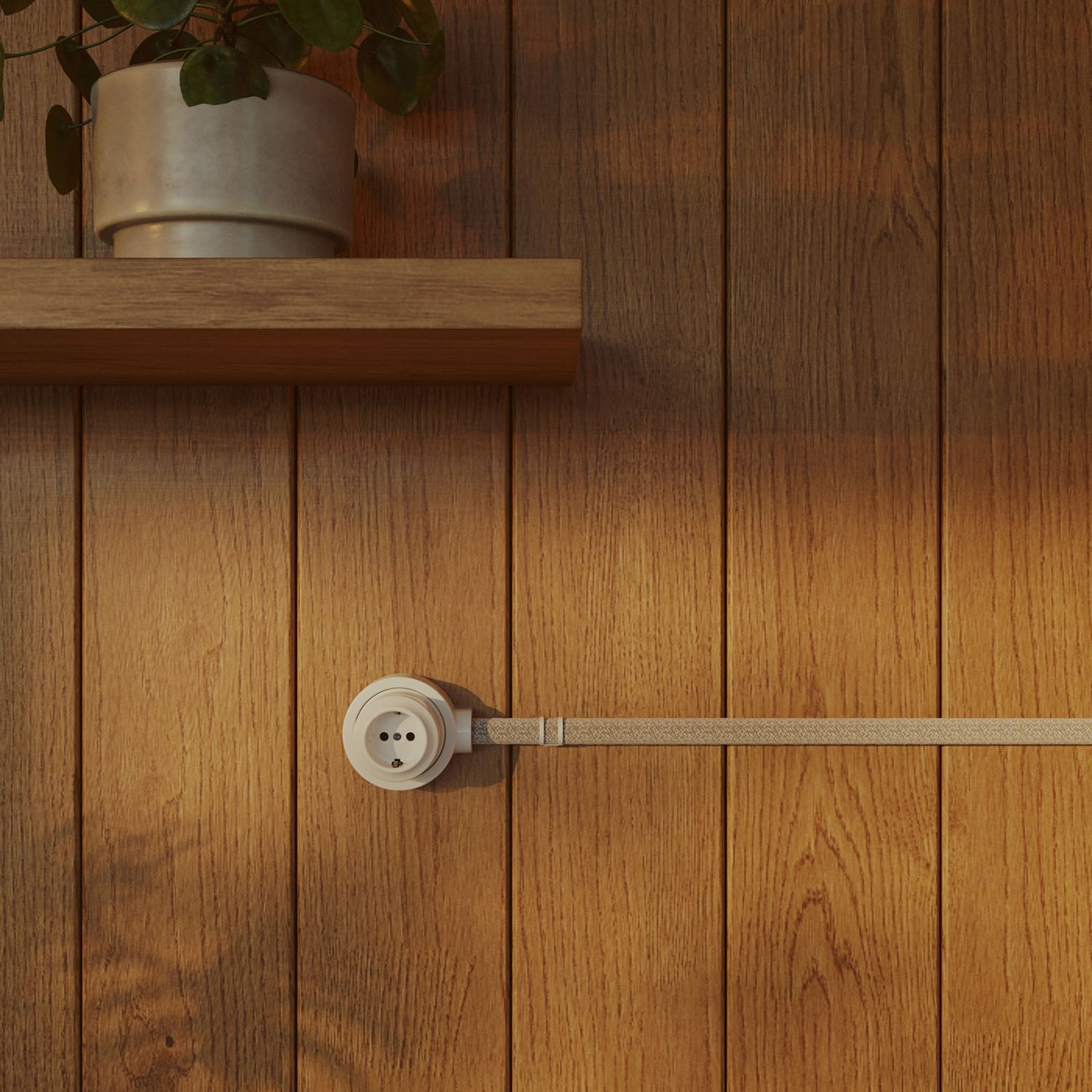 Kit presa Schuko da parete e base per Creative-Tubes in porcellana - Bianco 1