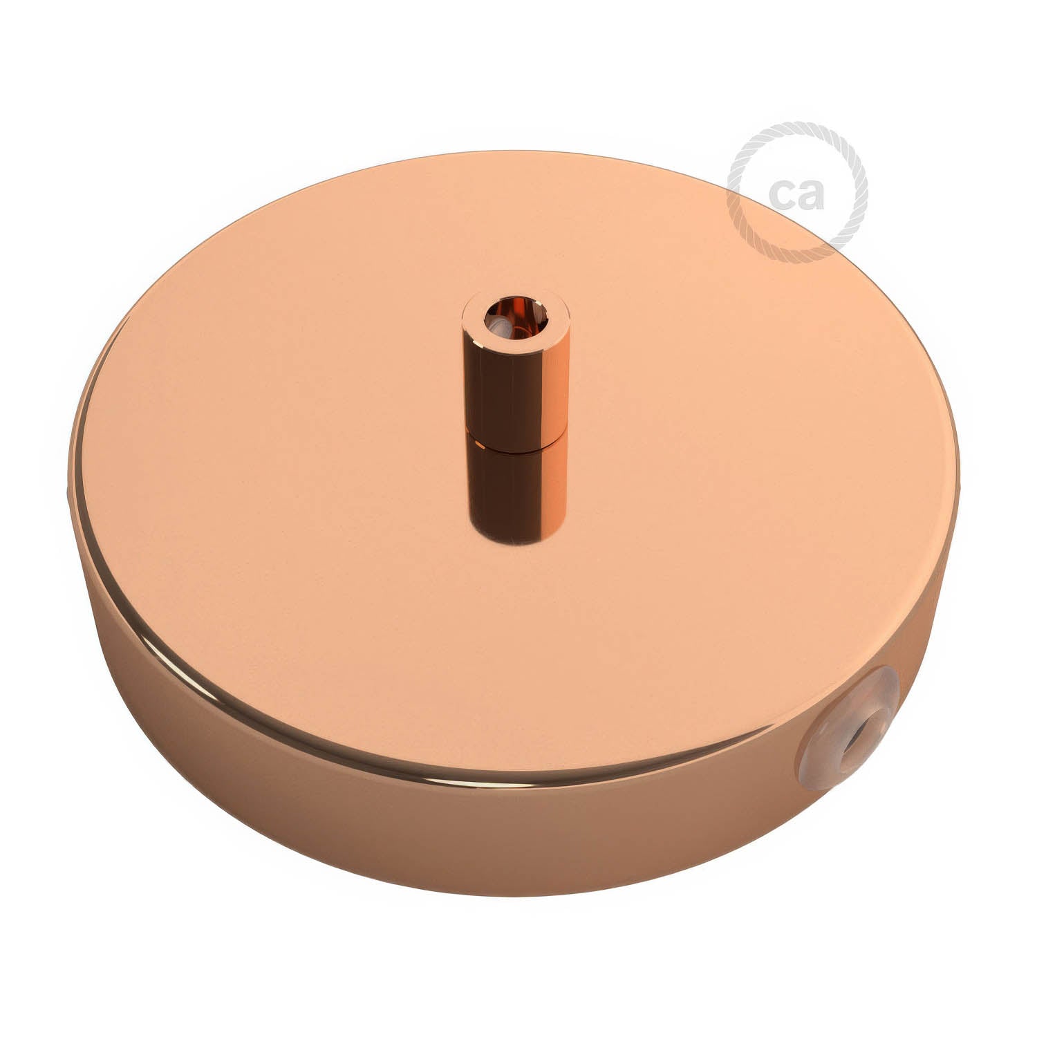 Kit rosone cilindrico in metallo a 1 foro centrale e 2 fori laterali - Rame - Creative Cables