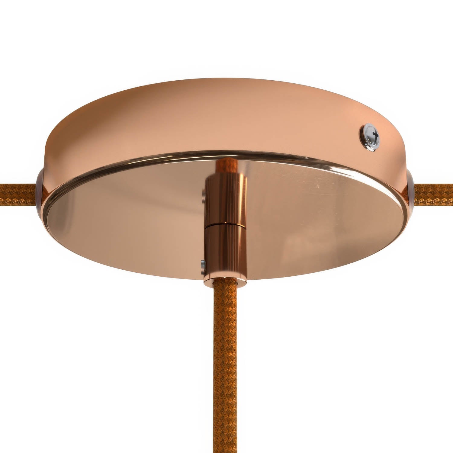 Kit rosone cilindrico in metallo a 1 foro centrale e 2 fori laterali - Rame - Creative Cables