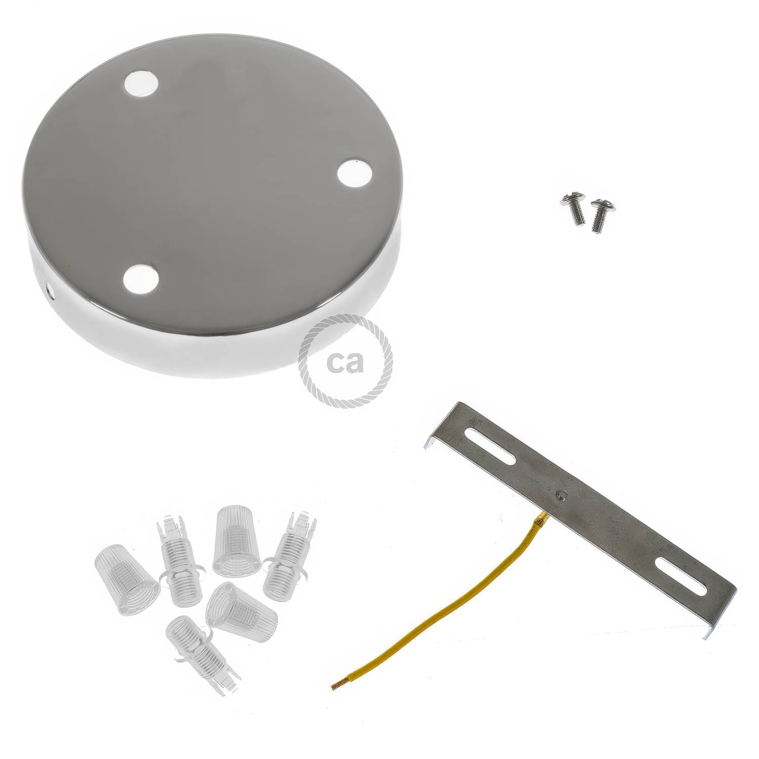 Kit rosone cilindrico in metallo a 3 fori - Cromo Conico
