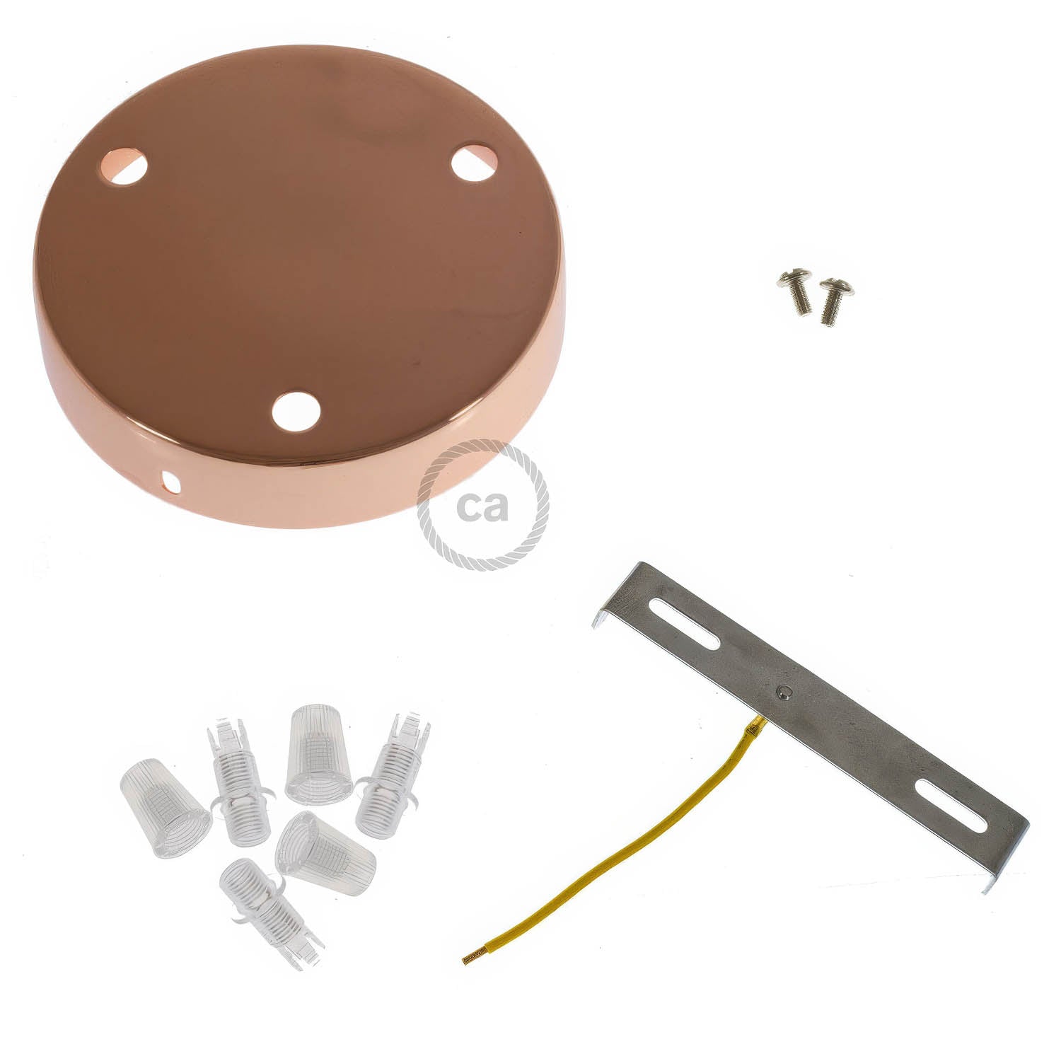 Kit rosone cilindrico in metallo a 3 fori - Rame Conico