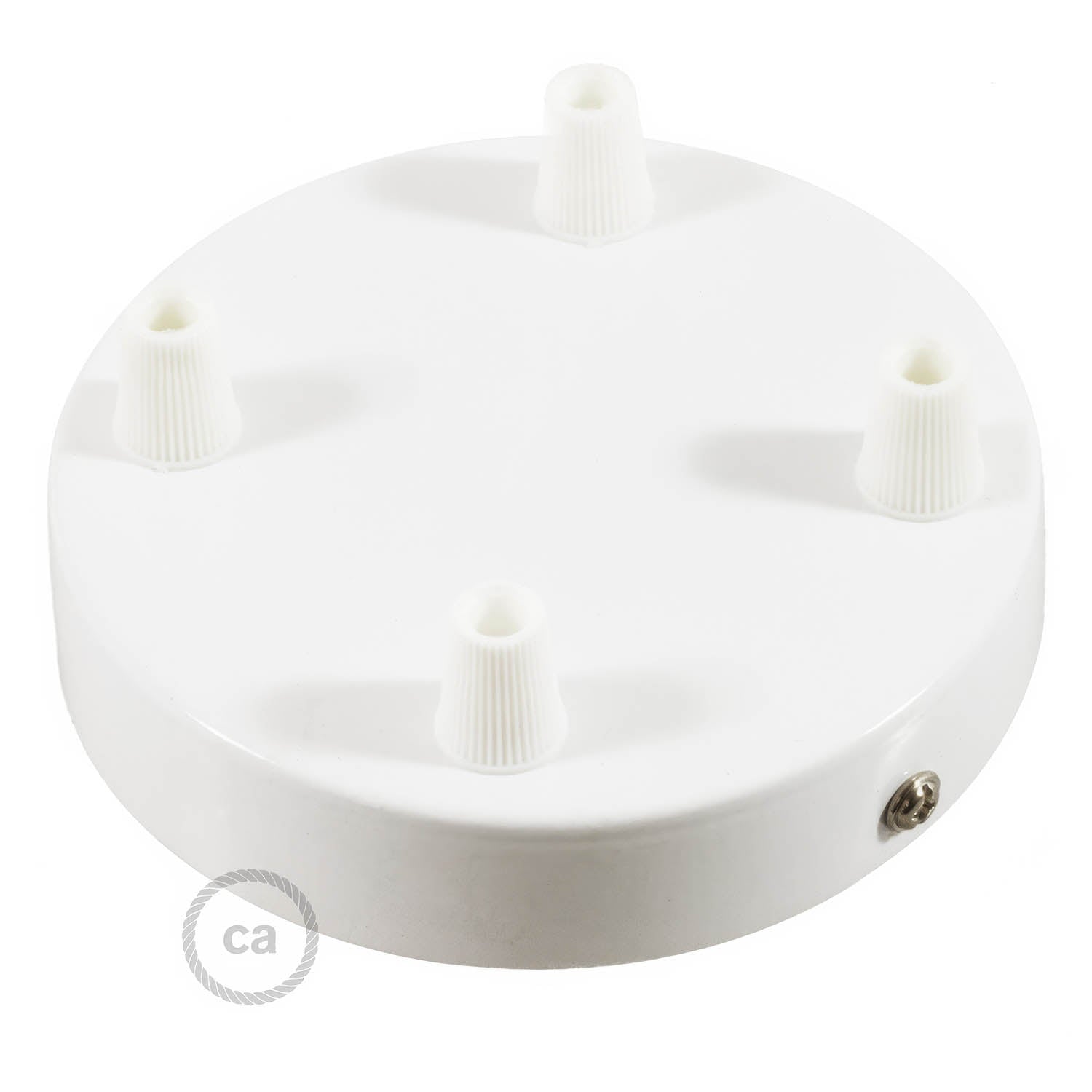 Kit rosone cilindrico in metallo a 4 fori - Bianco lucido - Creative Cables