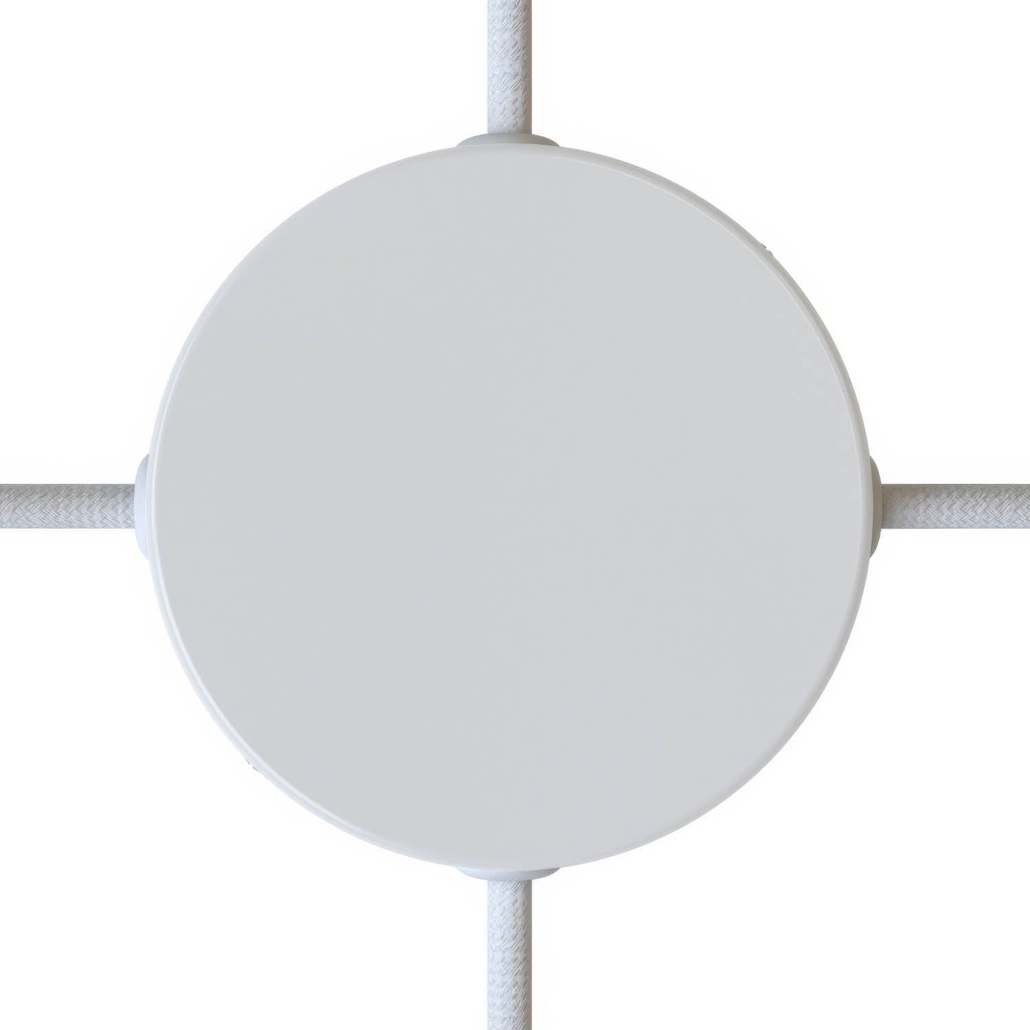 Kit rosone cilindrico in metallo a 4 fori laterali (scatola di derivazione) - Bianco lucido - Creative Cables