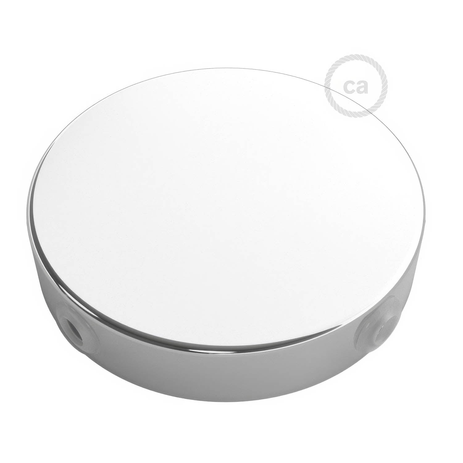 Kit rosone cilindrico in metallo a 4 fori laterali (scatola di derivazione) - Cromo - Creative Cables