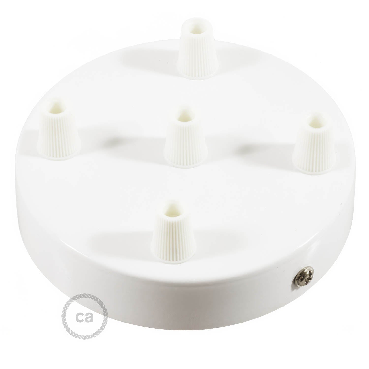 Kit rosone cilindrico in metallo a 5 fori - Bianco lucido - Creative Cables