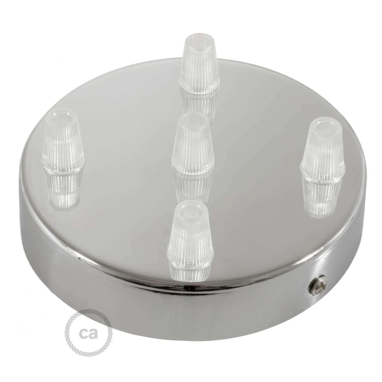 Kit rosone cilindrico in metallo a 5 fori - Cromo - Creative Cables