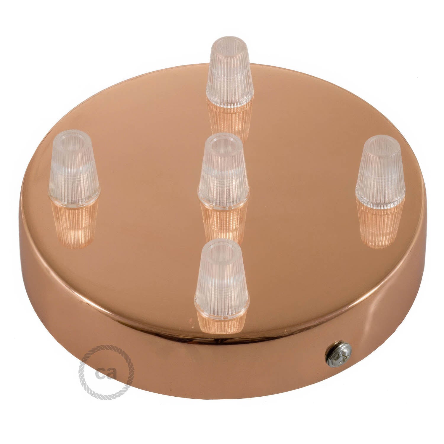 Kit rosone cilindrico in metallo a 5 fori - Rame - Creative Cables