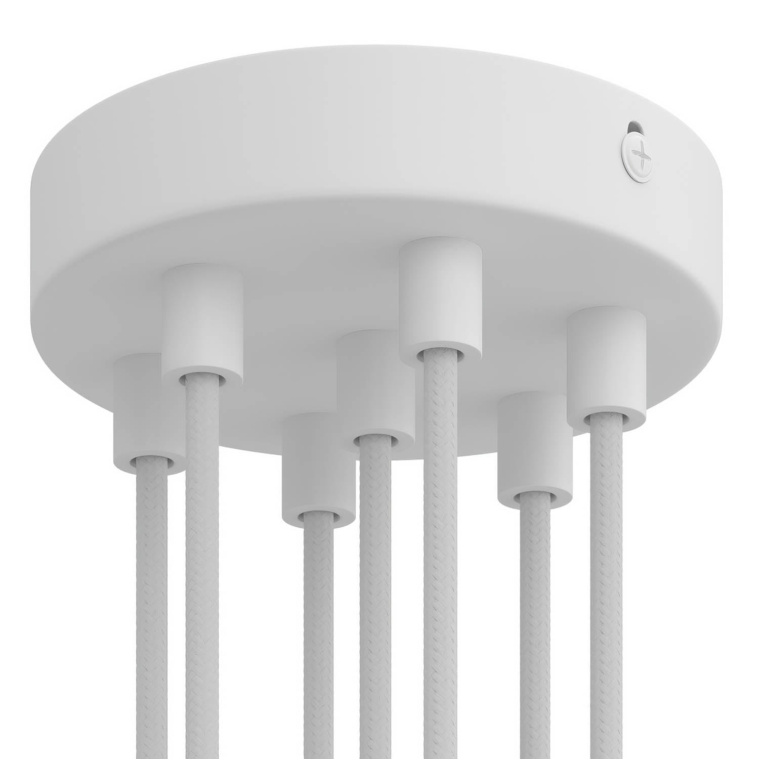 Kit rosone cilindrico in metallo a 7 fori - Bianco opaco - Creative Cables