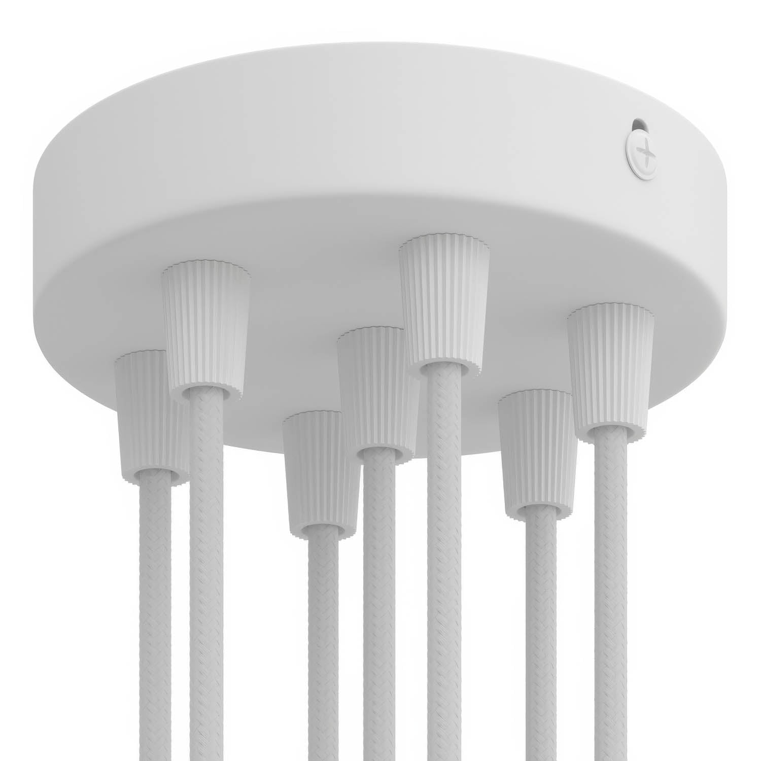 Kit rosone cilindrico in metallo a 7 fori - Bianco opaco - Creative Cables