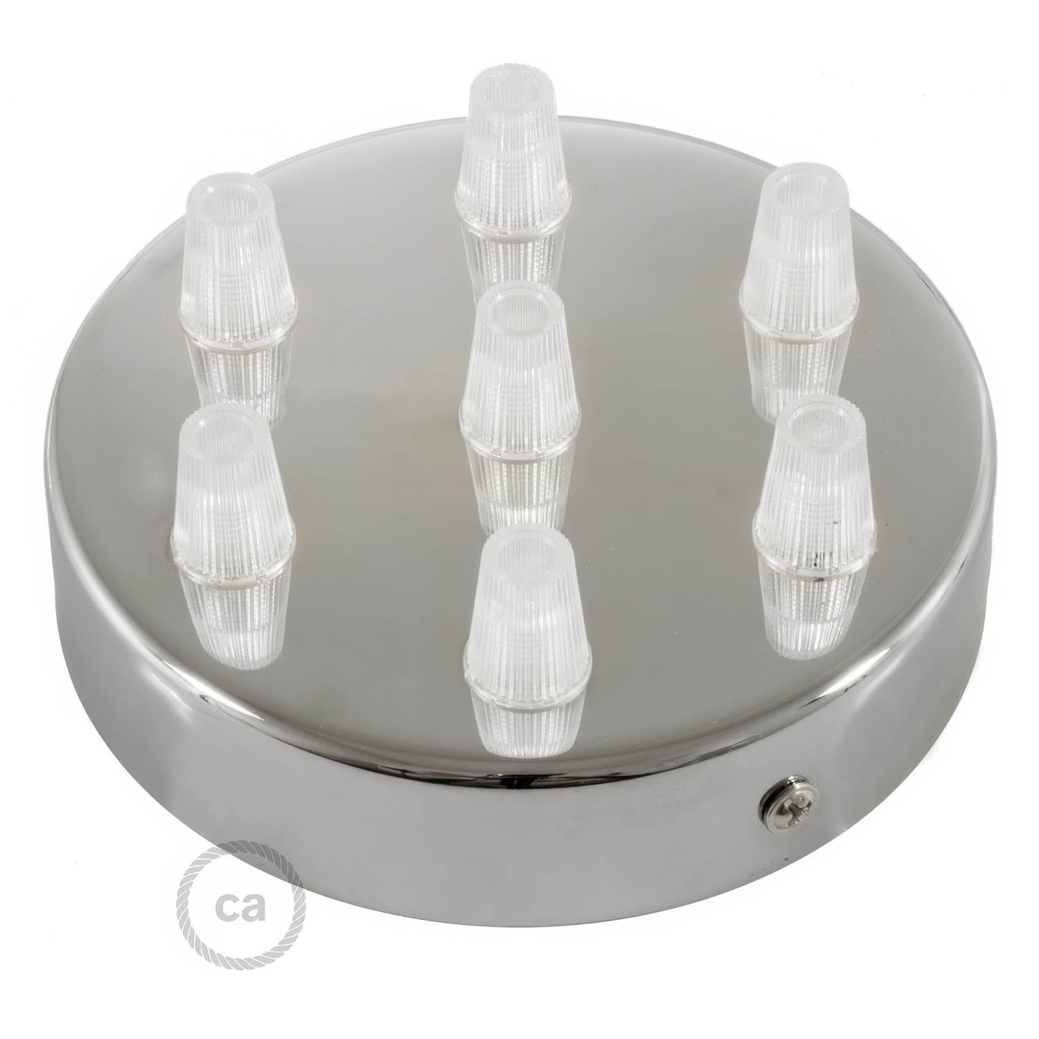 Kit rosone cilindrico in metallo a 7 fori - Cromo - Creative Cables