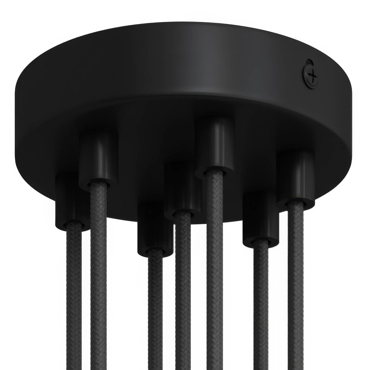 Kit rosone cilindrico in metallo a 7 fori - Nero - Creative Cables