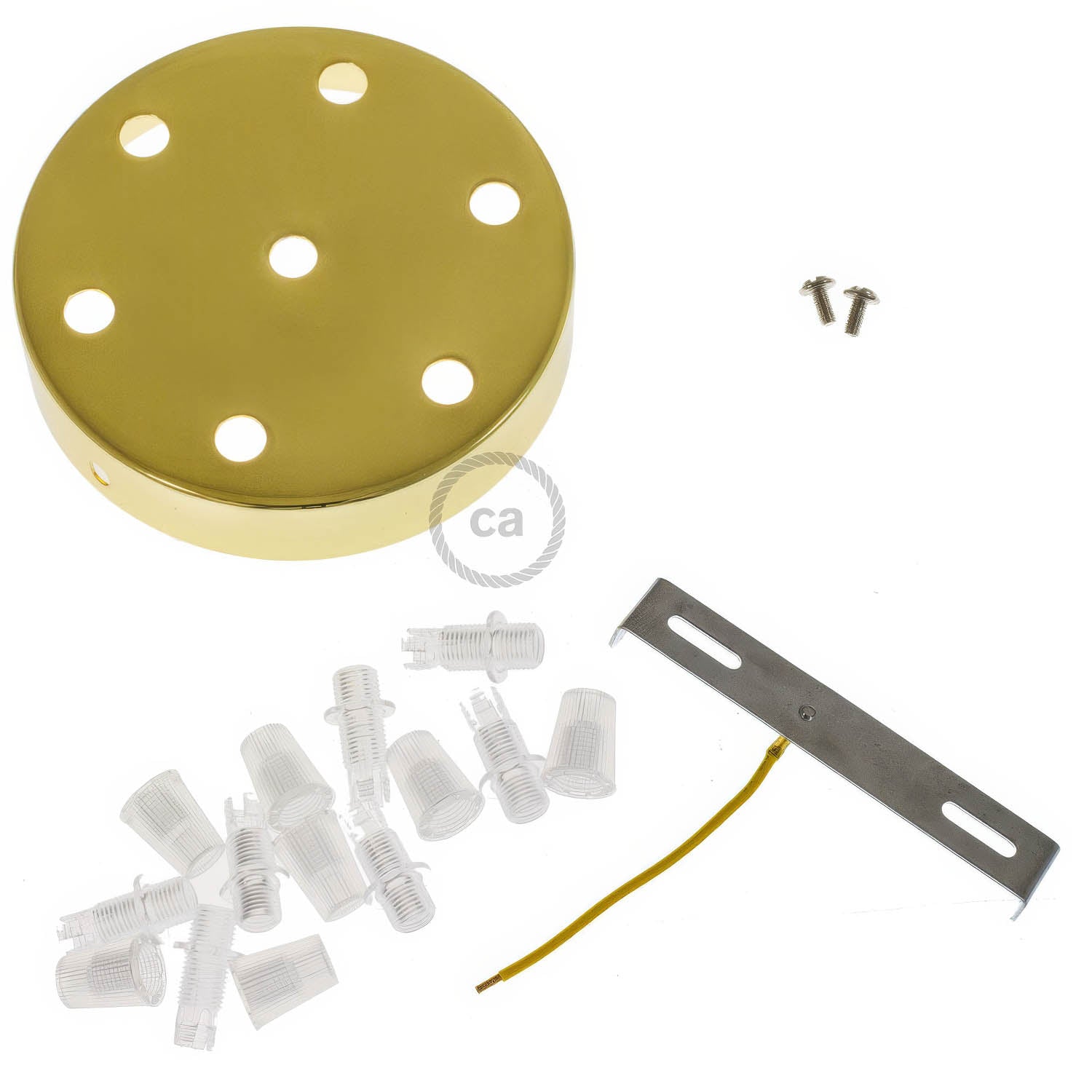 Kit rosone cilindrico in metallo a 7 fori - Ottone - Creative Cables