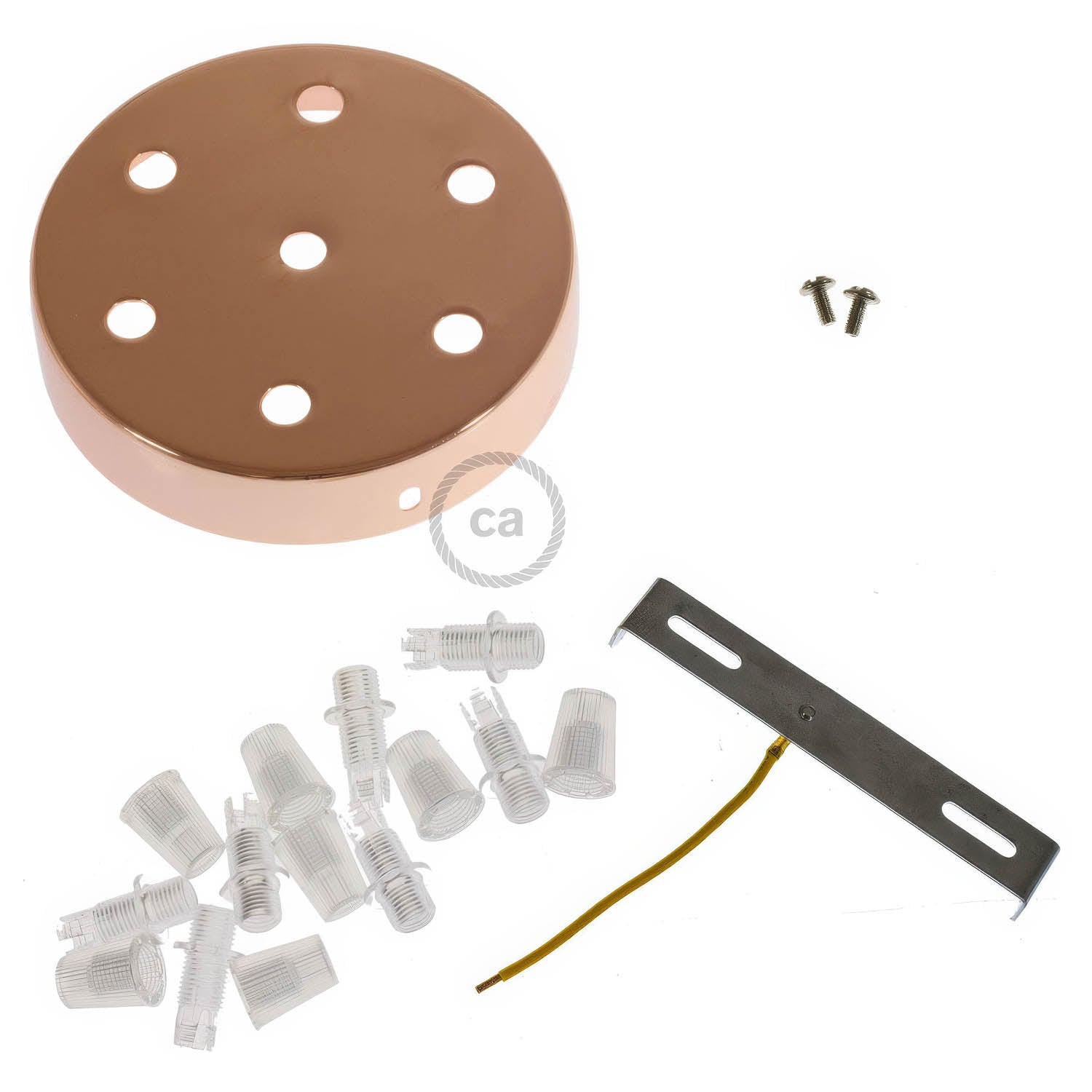 Kit rosone cilindrico in metallo a 7 fori - Rame - Creative Cables