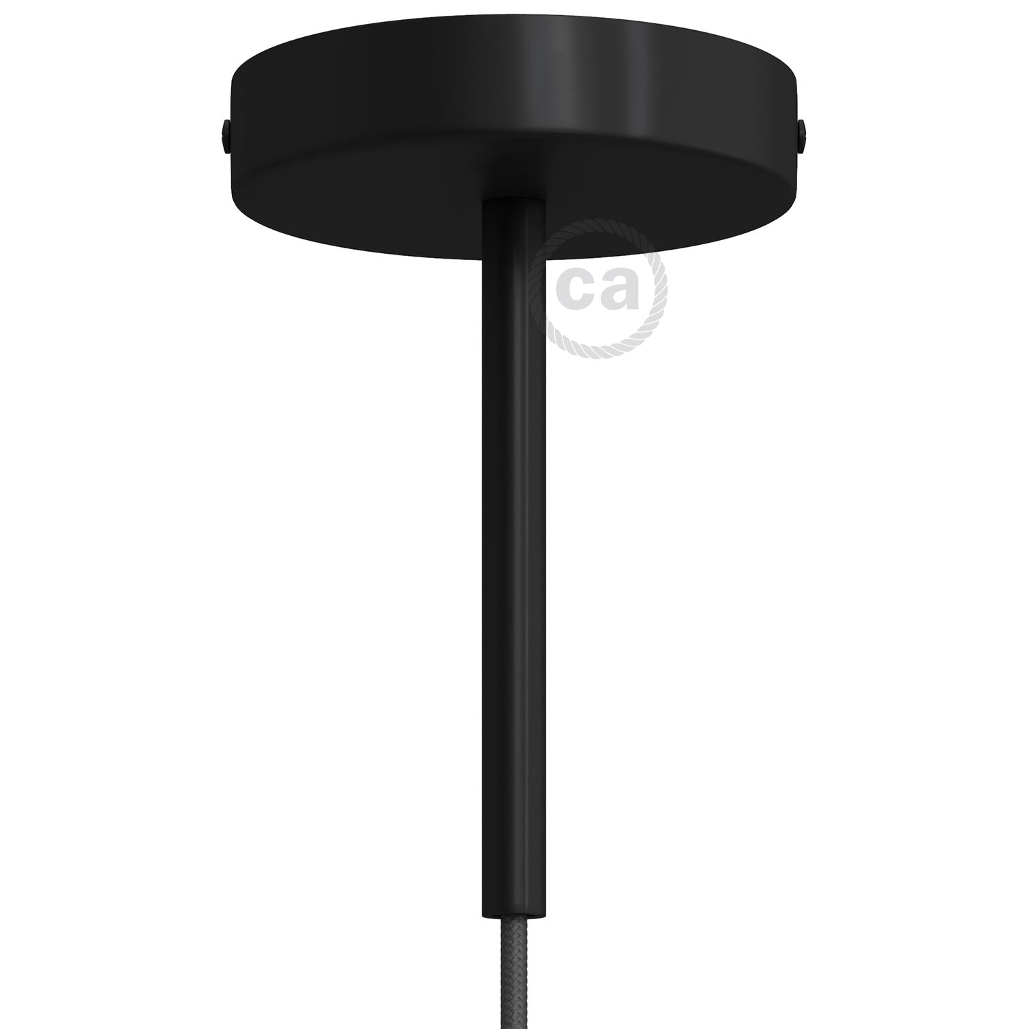 Kit rosone cilindrico in metallo con serracavo da 15 cm - Nero - Creative Cables