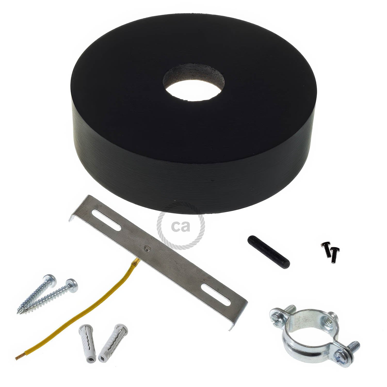 Kit rosone in legno per cordone 3XL - Nero - Creative Cables