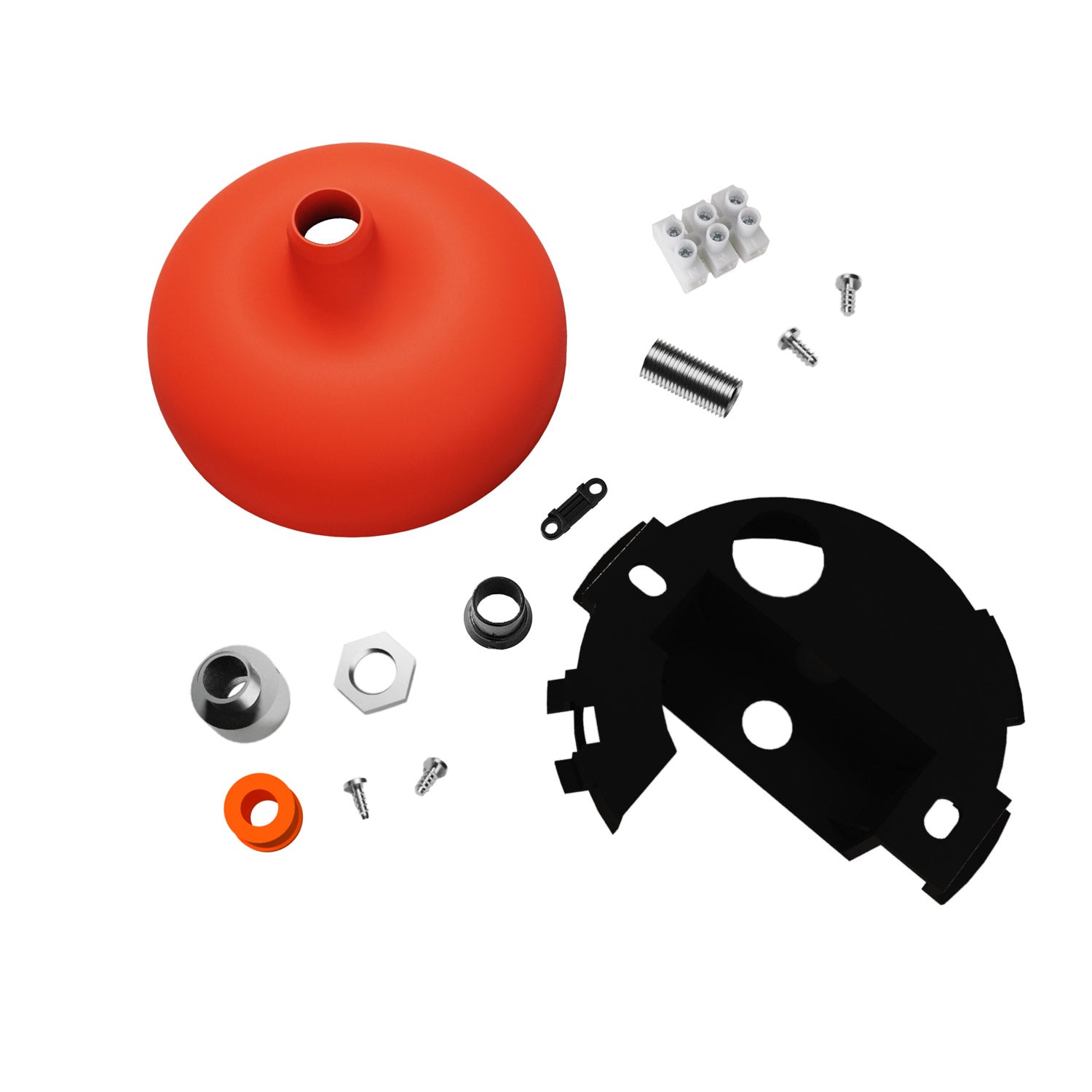 Kit rosone in silicone con foro centrale e predisposizione per foro laterale - Arancione - Creative Cables