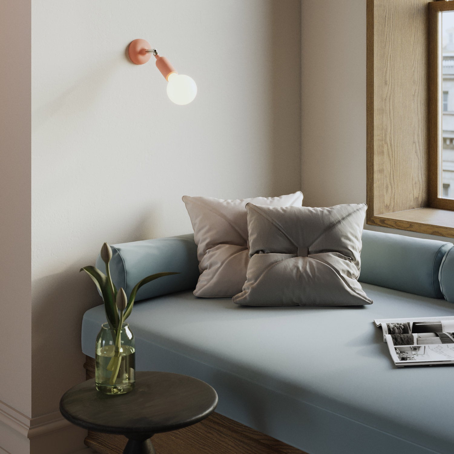 Kit rosone in silicone con foro centrale e predisposizione per foro laterale - Salmone