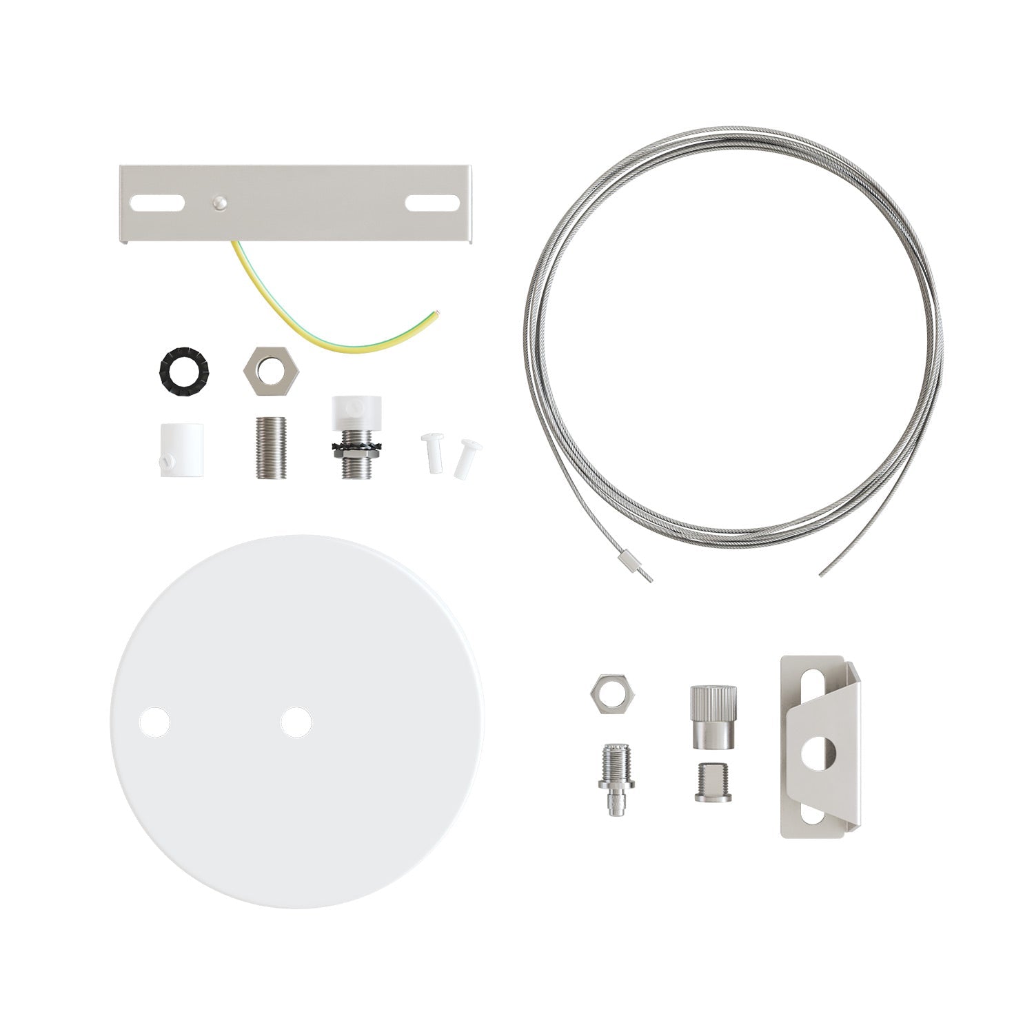 Kit Rosone Ø 120 mm con sospensione in acciaio e bilanciatore millimetrico - Bianco Opaco