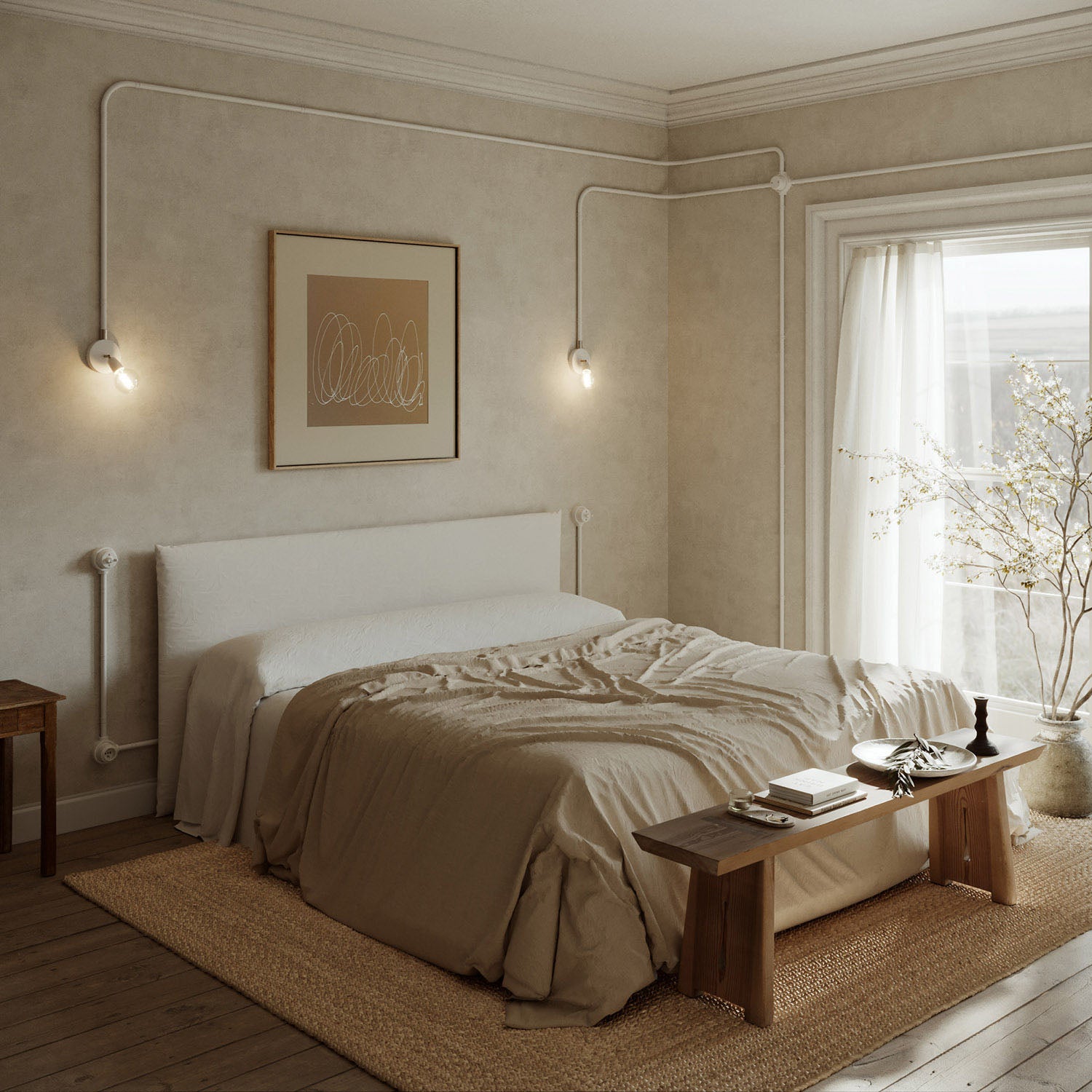 Kit scatola di derivazione e base per Creative - Tubes in porcellana - Bianco - Creative Cables