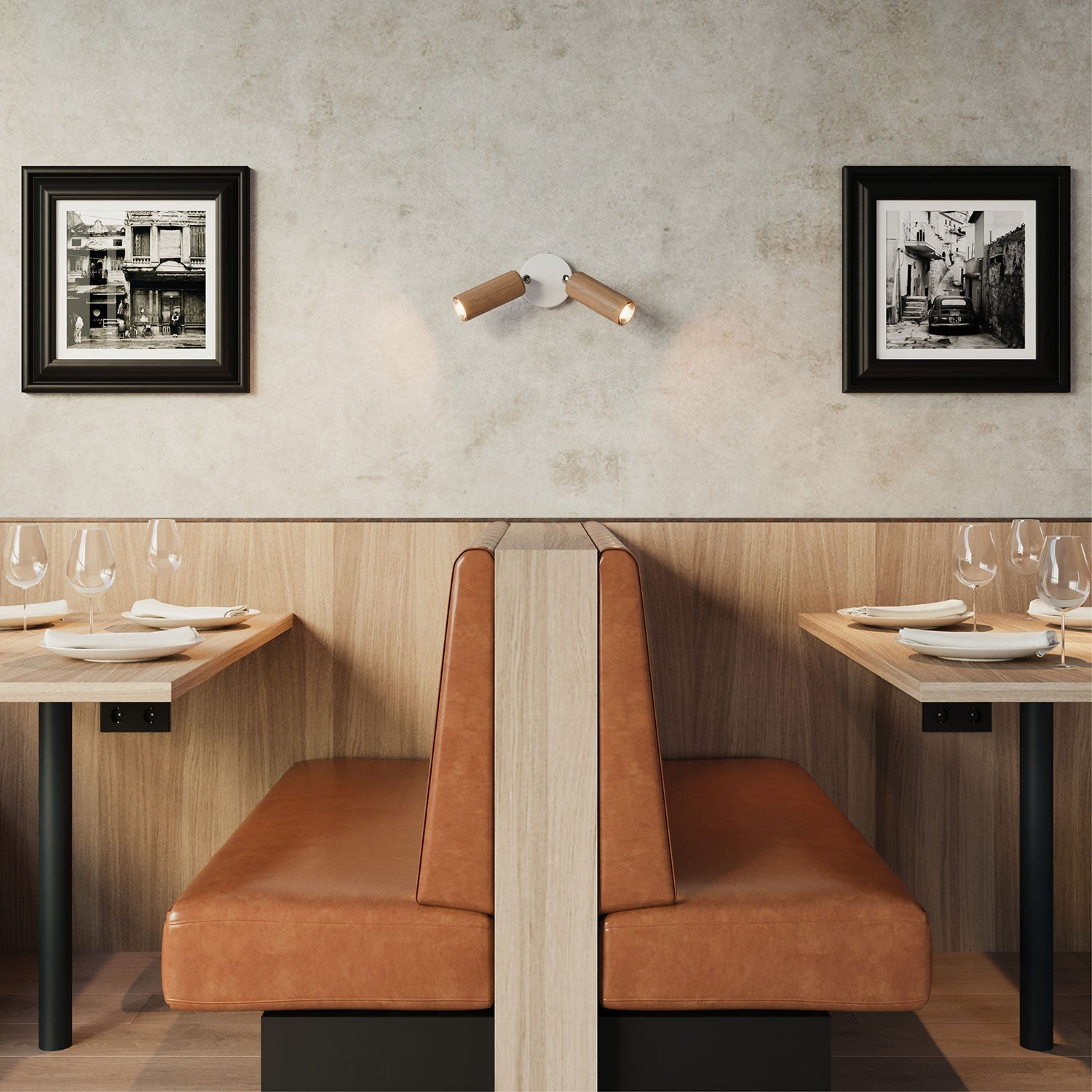 Lampada a 2 faretti con paralume Tub - E14 e rosone tondo - Neutro - Creative Cables