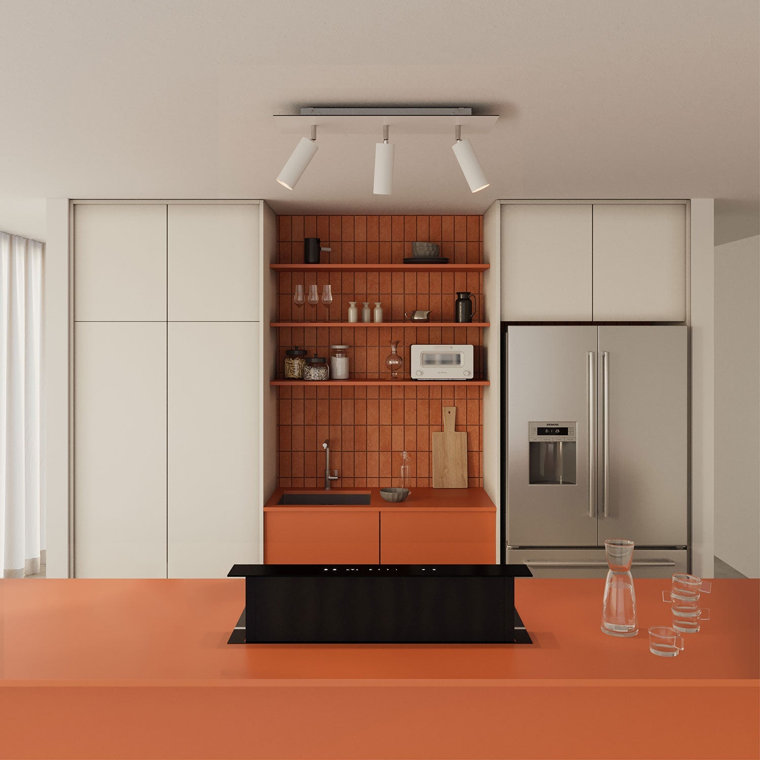 Lampada a 3 faretti con paralume Tub - E14 e Rose - One XXL rettangolare - Bianco opaco - Creative Cables