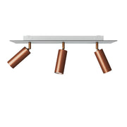 Lampada a 3 faretti con paralume Tub-E14 e Rose-One XXL rettangolare - Rame satinato