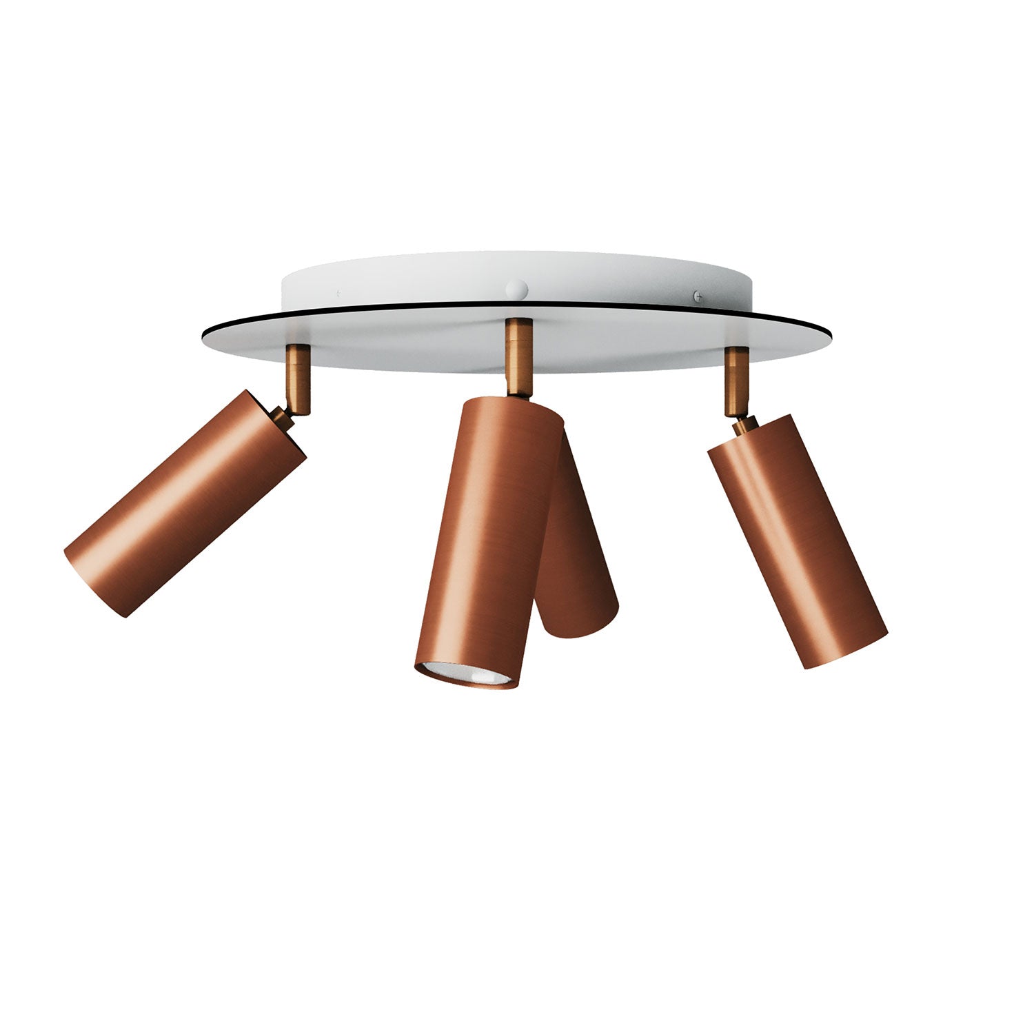 Lampada a 4 faretti con paralume Tub-E14 e Rose-One XXL rotondo - Rame satinato