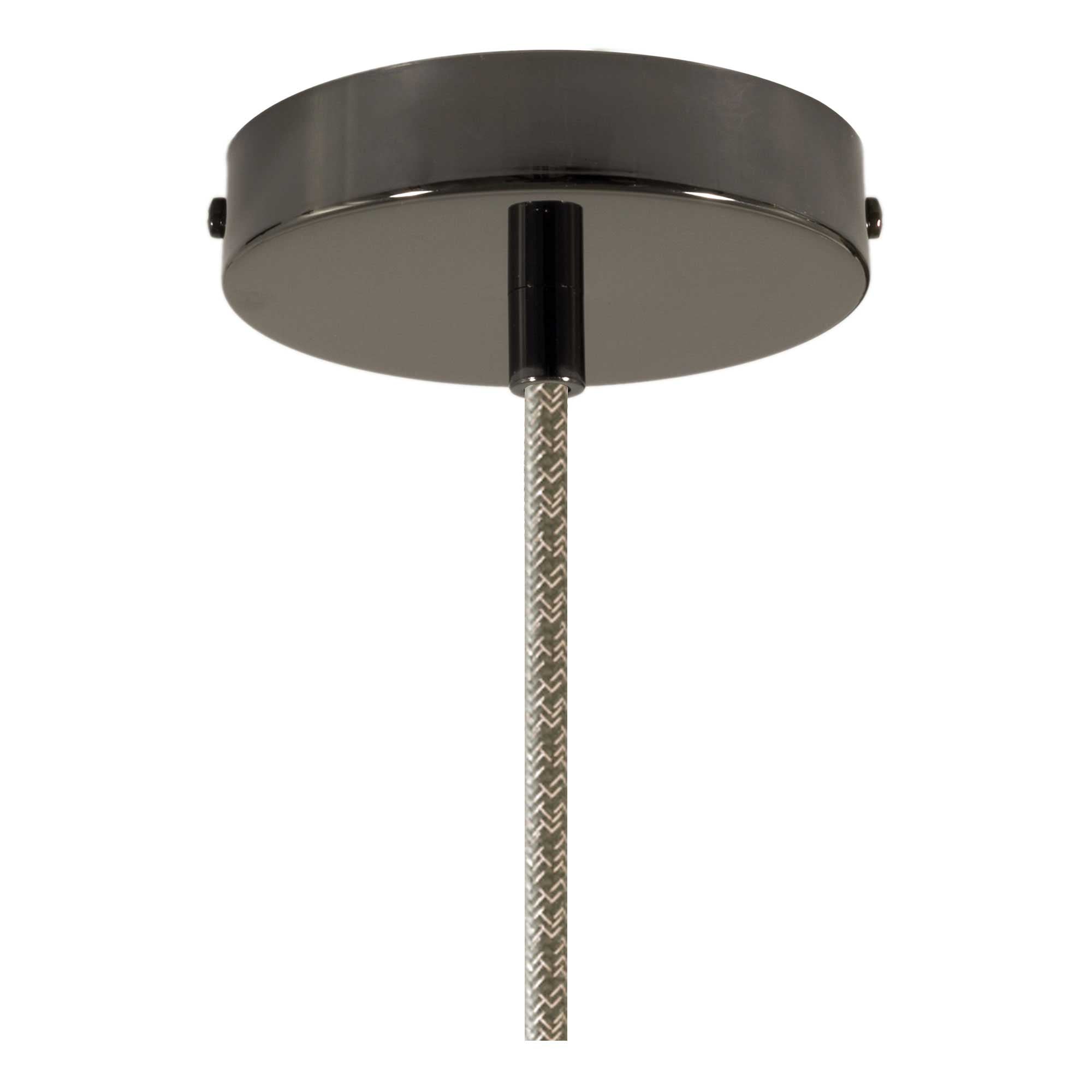 Lampada a sospensione completa di cavo tessile e finiture in metallo - Nero perla