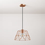 Lampada a sospensione completa di cavo tessile, paralume Dome e finiture in metallo - Rame